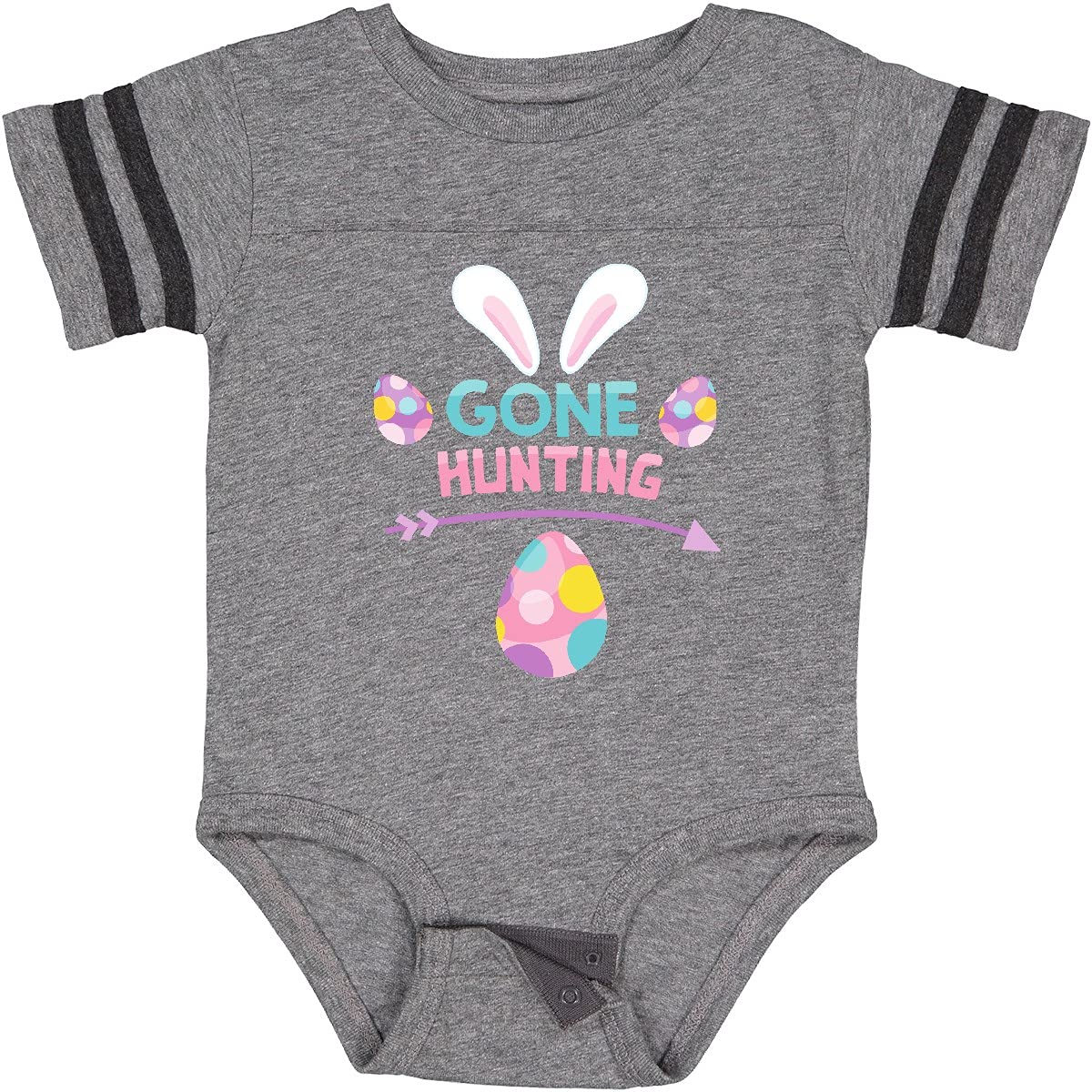 Inktastic Easter Baby Bodysuit - Gone Hunting with Bunny Ears & Easter Eggs Design | Cute Easter Outfit for Infants & Toddlers | Perfect for Easter Egg Hunts, Family Photos & Holiday Celebrations