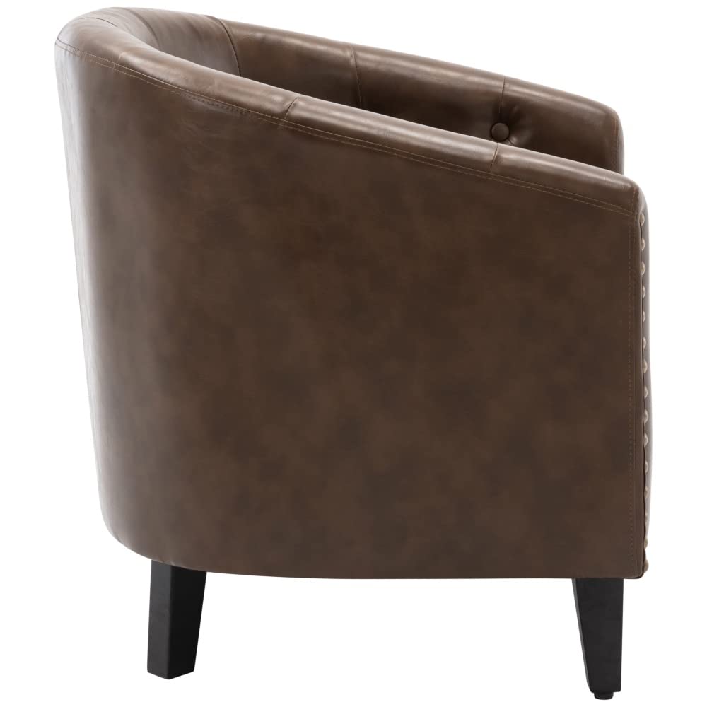 Luxury PU Leather Tufted Barrel Tub Chair for Living Room, Bedroom & Club - Stylish Accent Seating for Home & Office Decor