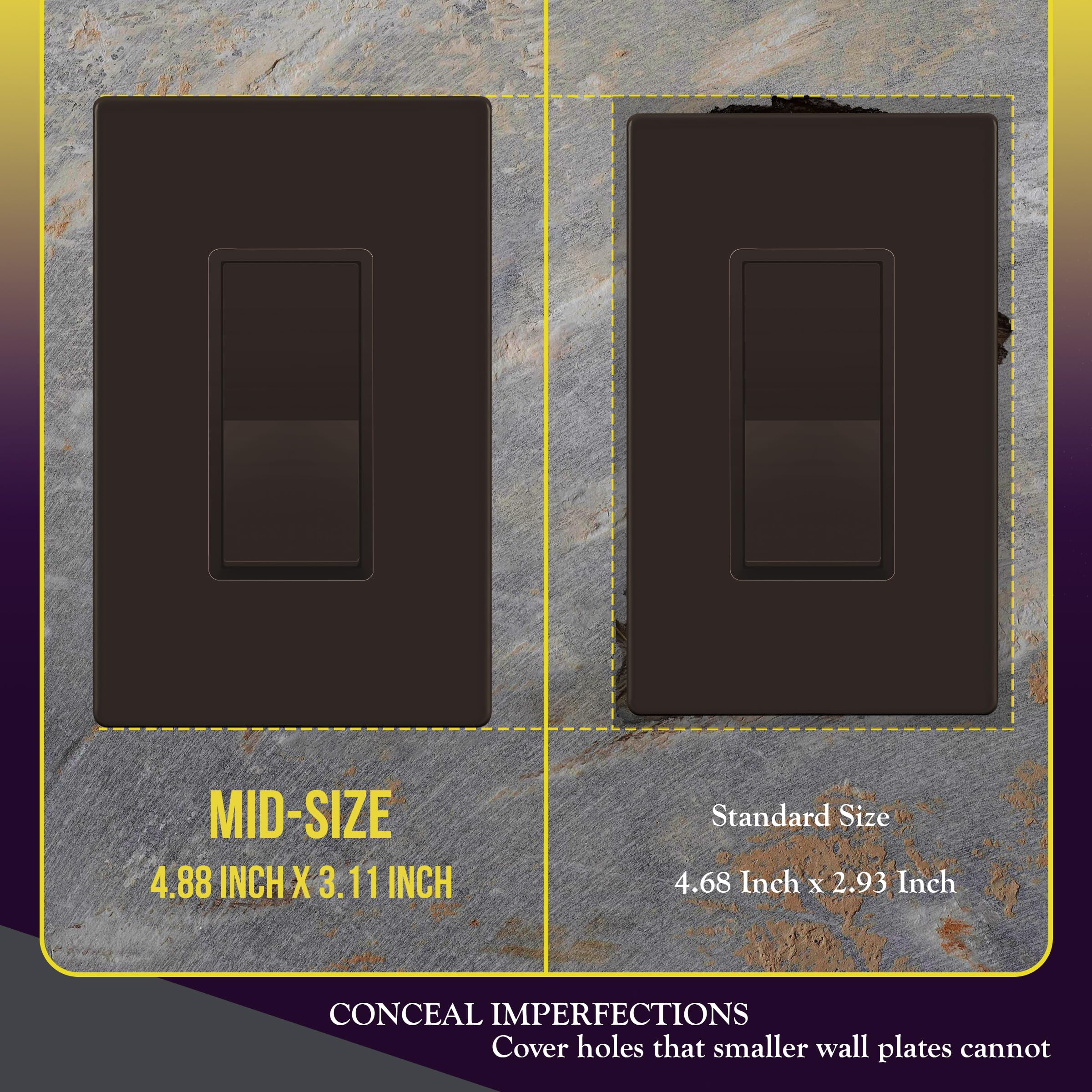 ENERLITES Screwless Decorator Wall Plates - Child Safe Outlet Covers, Glossy Finish, Medium Size 1-Gang 4.88