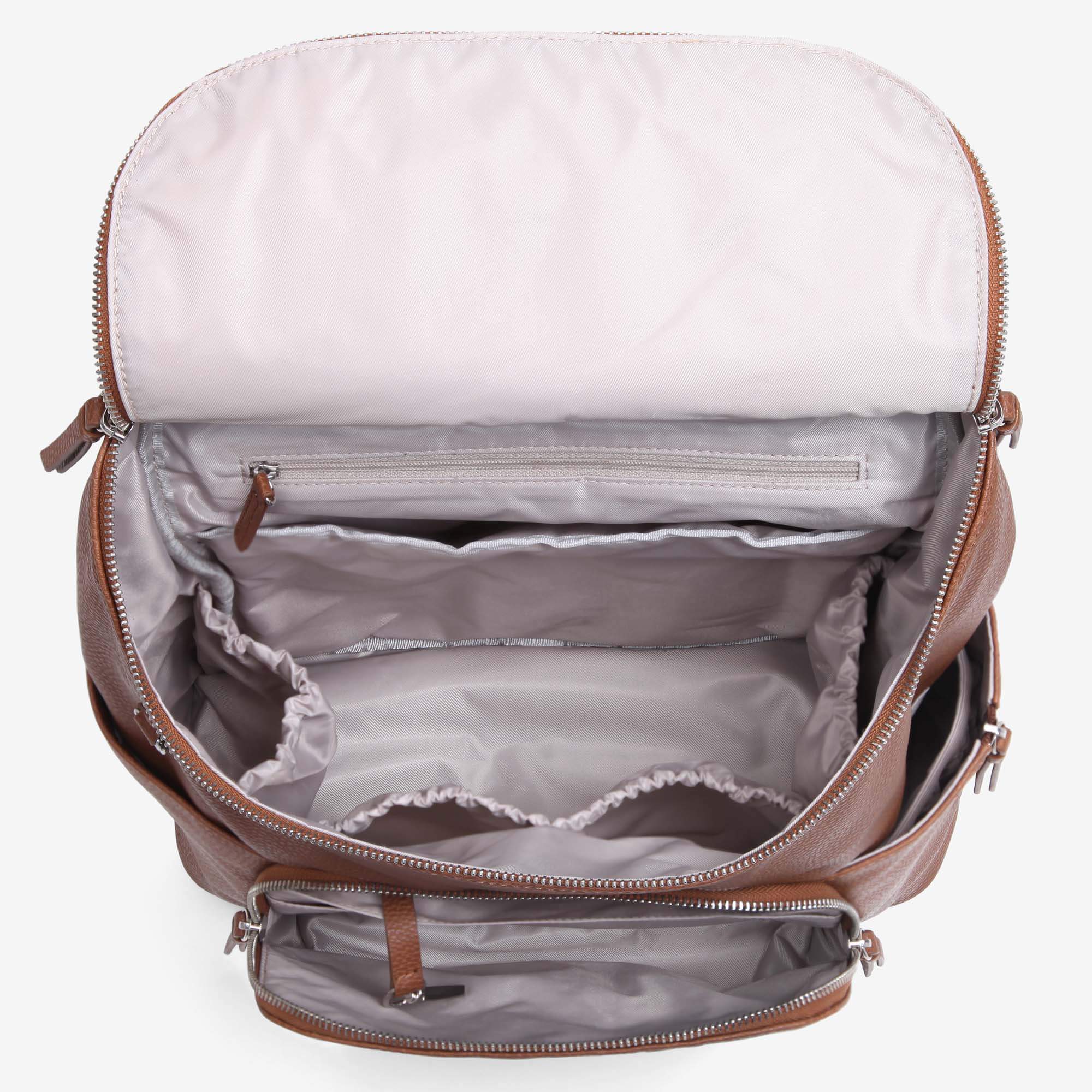 Vanchi Vegan Leather Frankie Everyday Backpack for Women & Men - Pebbled Tan - Stylish Laptop Bag for Work, Travel & College