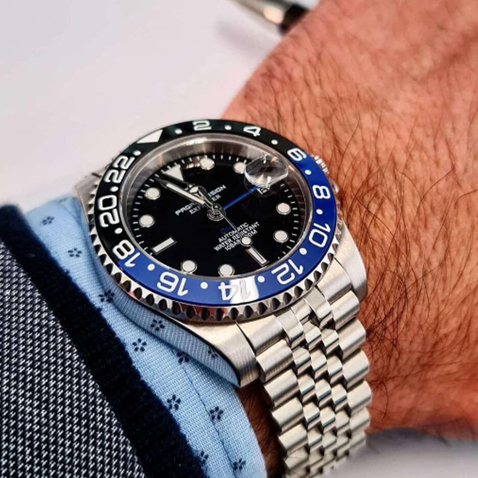 BENYAR Pagani Design Men's Automatic GMT Watch - Sapphire Crystal, Stainless Steel, 100M Waterproof Business Chronograph Wristwatch PD-1662 - Perfect for Office, Travel & Formal Occasions