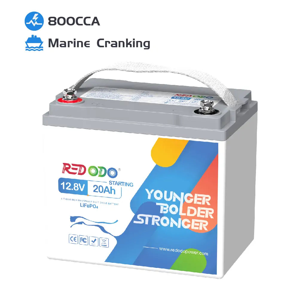 Redodo 12V 20Ah LiFePO4 Deep Cycle Marine Battery with 800CCA - Perfect for Boats, RVs, Solar Systems & Off-Grid Power Storage