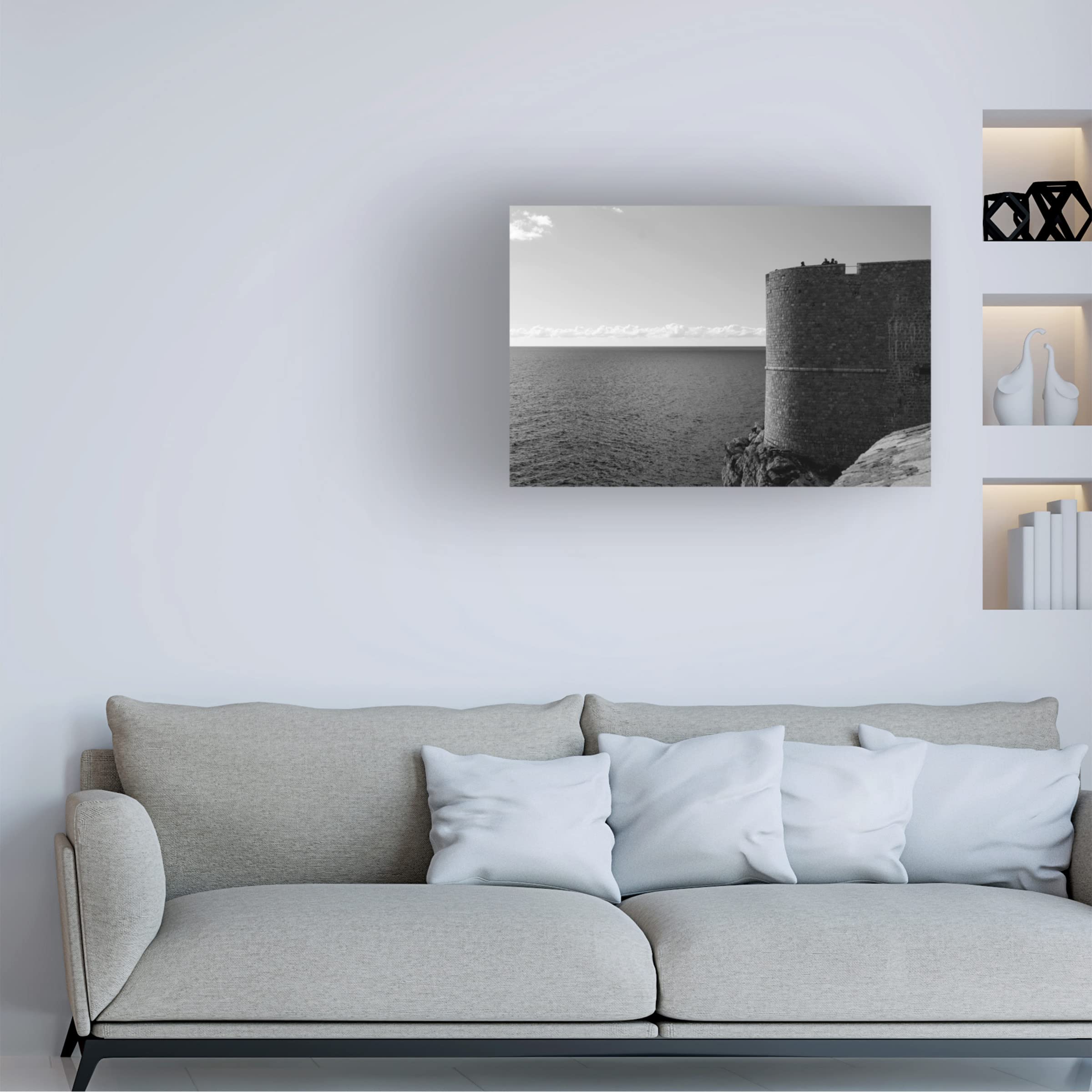 Trademark Fine Art 'Dubrovnik' Canvas Wall Art Painting by Ivan Kuzbasov - Coastal Cityscape Decor for Living Room, Bedroom & Office