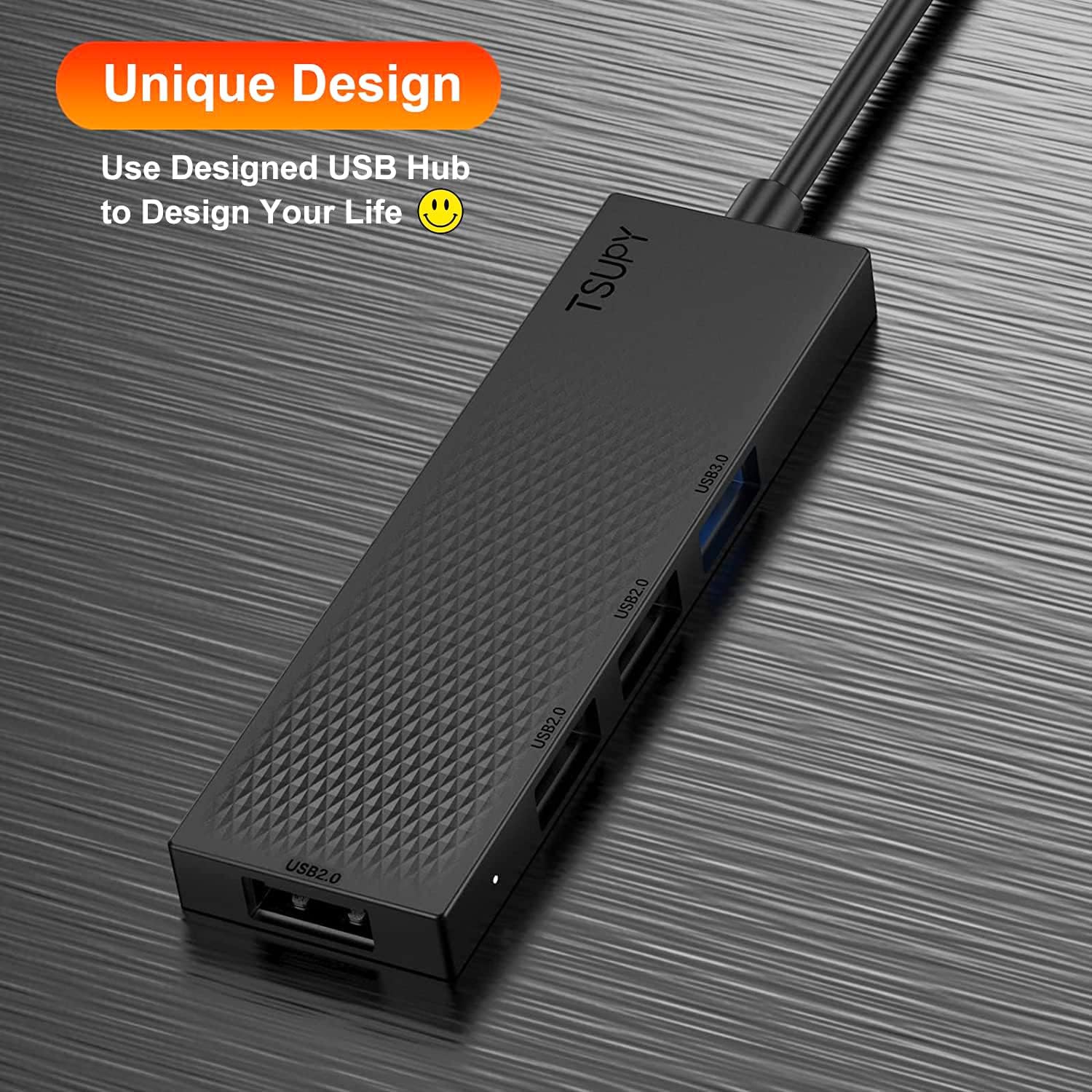 TSUPY 4-Port USB Hub Adapter - High-Speed USB Splitter & Extender for PC, Laptop, Chromebook, PS4 | Expand Connectivity for Home Office, Gaming & Workstations