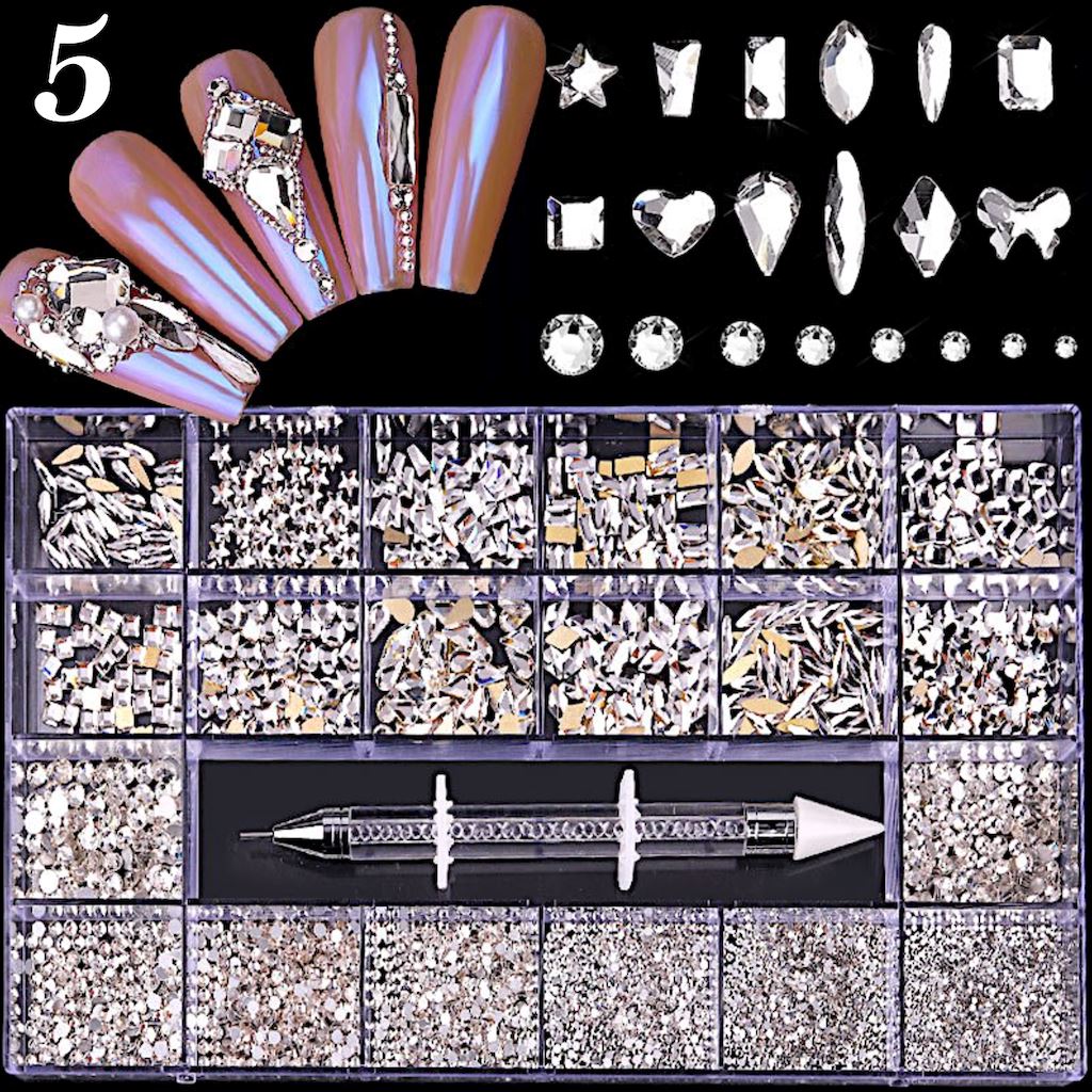 Premium Multi-Shaped Rhinestone Box Set for DIY Crafts, Jewelry Making, and Home Decor | Sparkling Decorative Stones for Nail Art, Scrapbooking, and Gift Wrapping