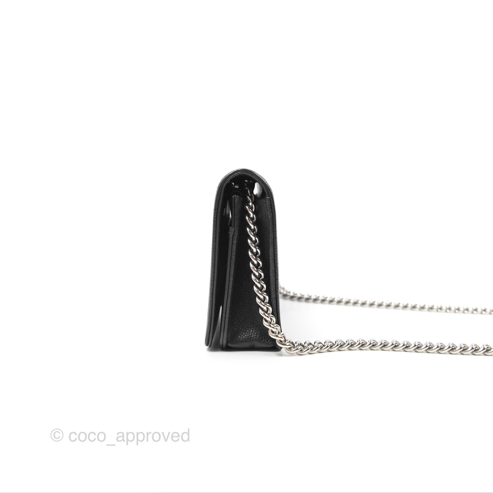 Chanel Chevron Boy Wallet on Chain WOC Black Caviar Leather with Silver Hardware - Luxury Crossbody Bag for Women, Perfect for Evening Parties & Date Nights