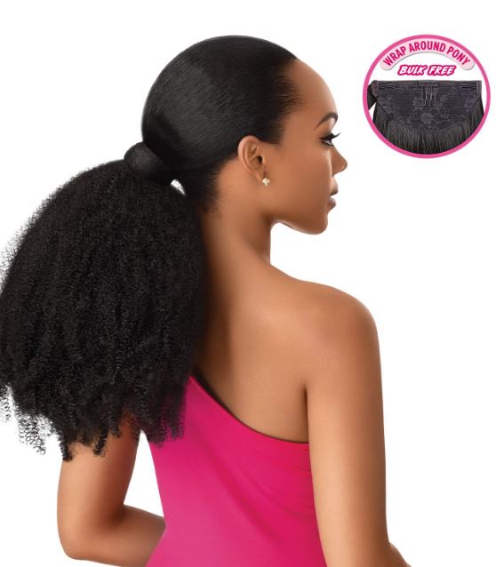 Outre Pretty Quick Wrap Pony Springy Afro Hair Extension - Perfect for Protective Styles, Braids & Natural Hair Looks