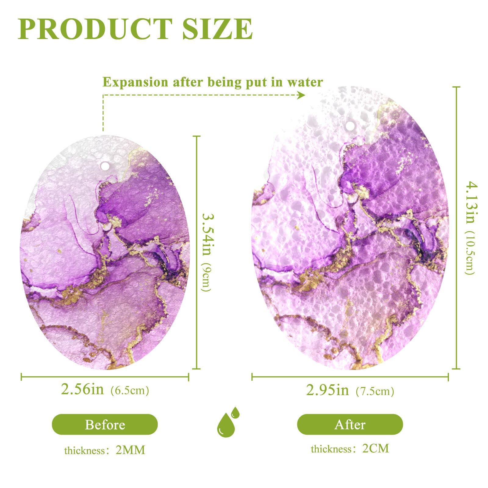 Kcldeci 3 Pack Non-Scratch Dish Sponges - Purple & Shiny Golden Alcohol Ink Design, Durable Kitchen Scrub Sponges for Dishwashing, Countertops, and Household Cleaning