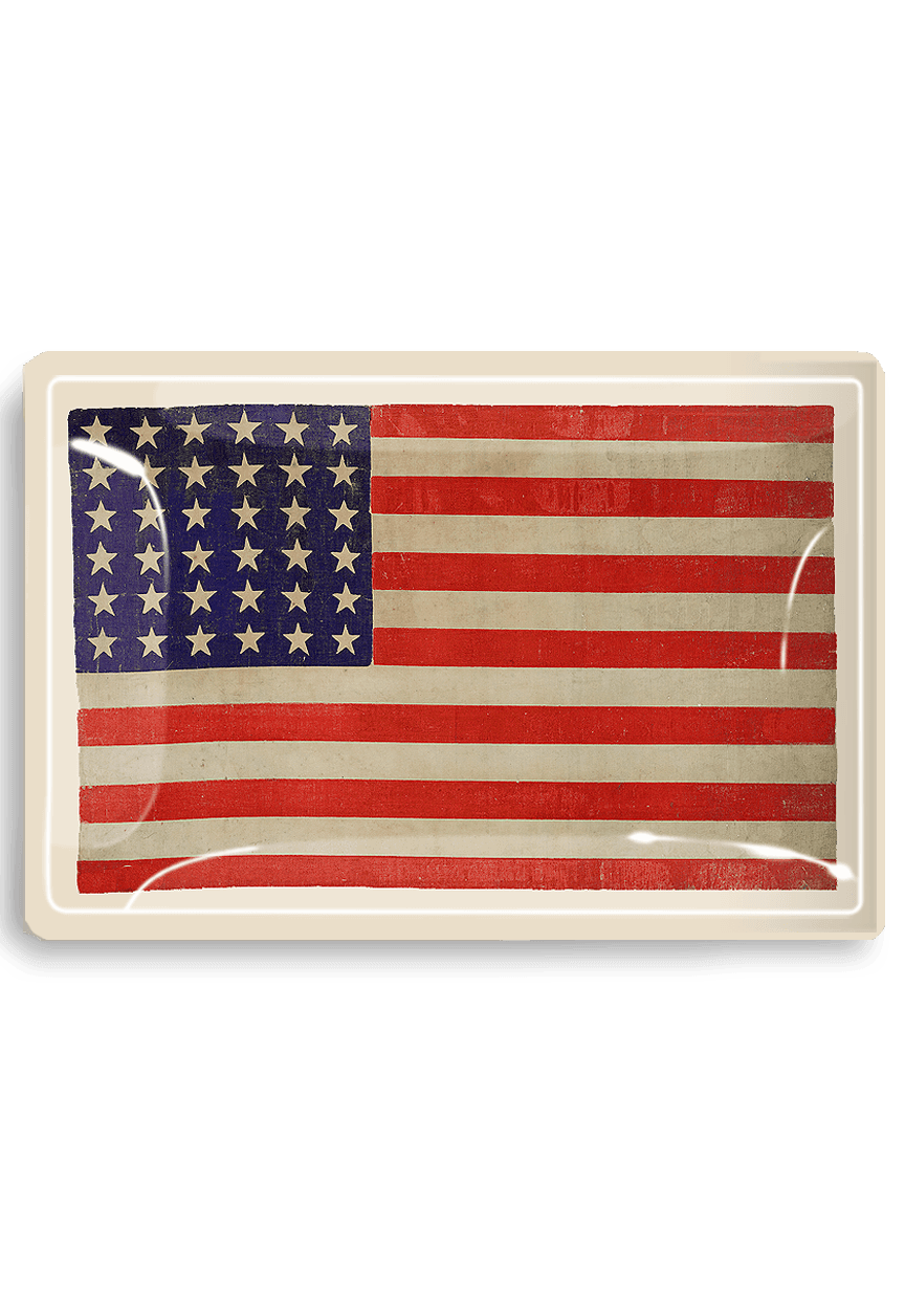 Patriotic Star Spangled Banner American Flag Decoupage Glass Serving Tray - Perfect for 4th of July Parties, Home Decor & Gift Giving