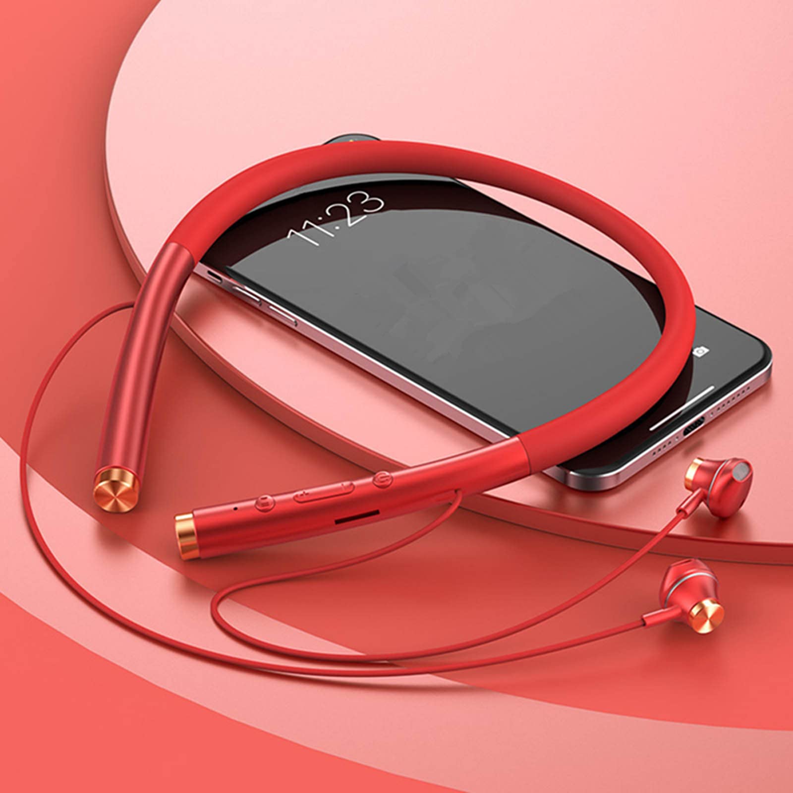 Lanhui Wireless Bluetooth Neckband Headphones - Stereo Sound, Secure Fit for Gym, Running, Workout & Outdoor Activities | Sweatproof & Lightweight for All-Day Comfort