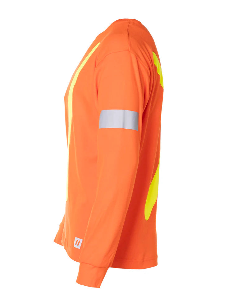 Forcefield Retro High Visibility Cotton Long Sleeve T-Shirt 022 RTROL - Safety Workwear for Construction, Cycling & Outdoor Activities