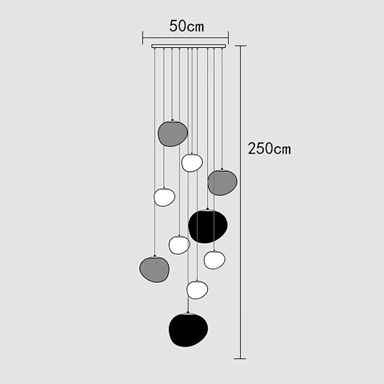 Lava Rock Pendant Staircase Chandelier - Modern LED Lighting Fixture for Entryway, Foyer, and Stairwell Decor | Dimmable Hanging Light for Home & Commercial Spaces