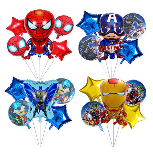 **BCD-PRO 4 Sets of Superhero Foil Balloons for Kids Birthday Party Decorations - 20PCS - Perfect for Superhero Themed Parties, Baby Showers & Celebrations**
