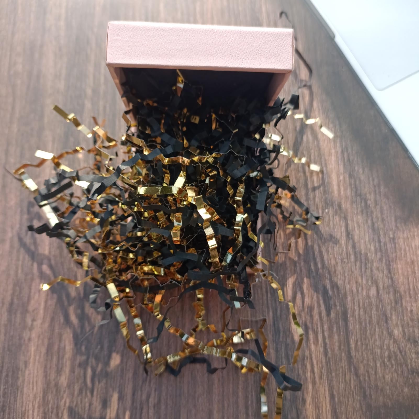 2LB Black and Gold Crinkle Cut Paper Shreds - Premium Gift Box & Basket Filler, Packaging Confetti for Parties, Weddings, and Events