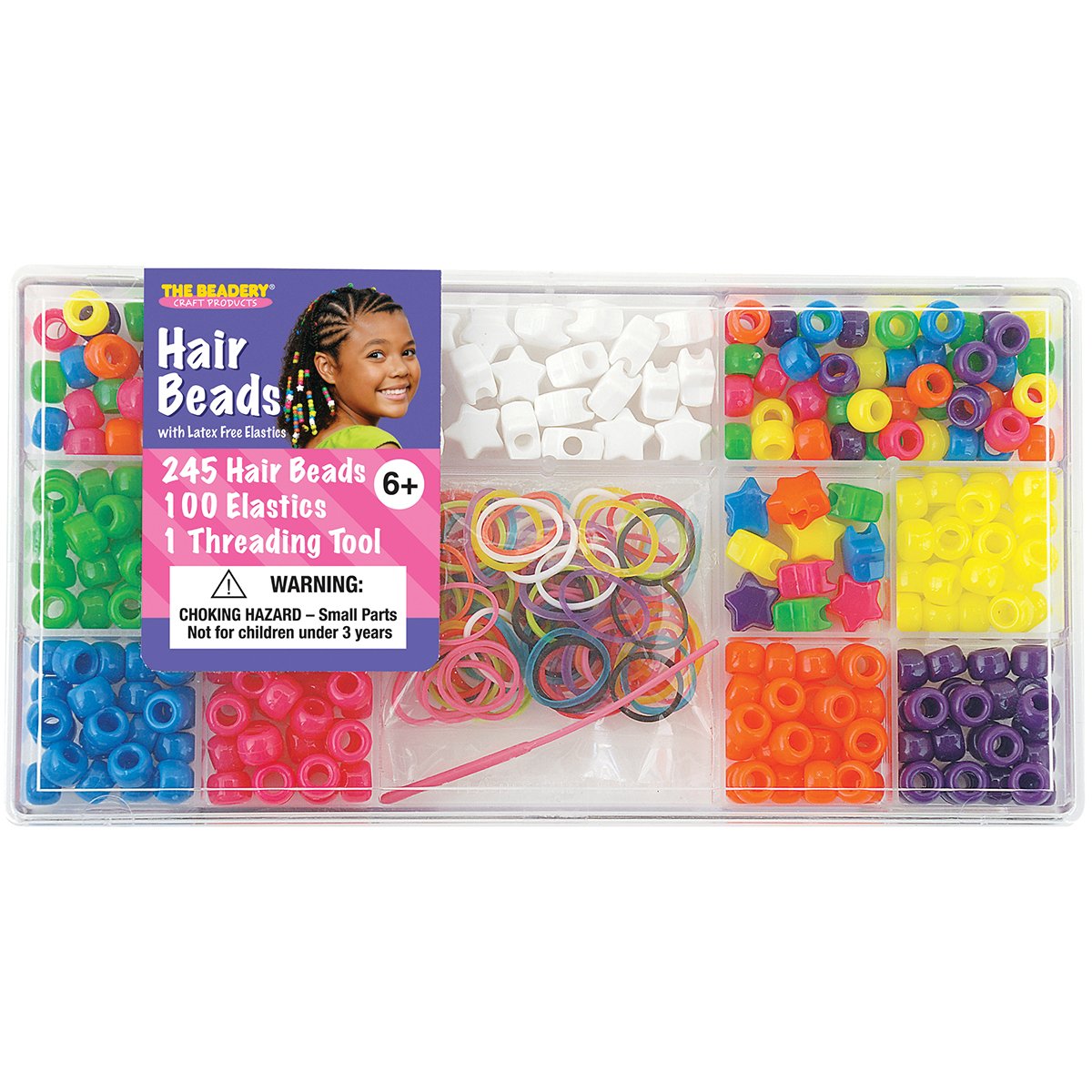 The Beadery 6551 Neon Hair Beads Box - Colorful Hair Accessories for Braids, Dreads & Extensions - Perfect for Kids, Teens & Adults (Party, Festival, Cosplay)