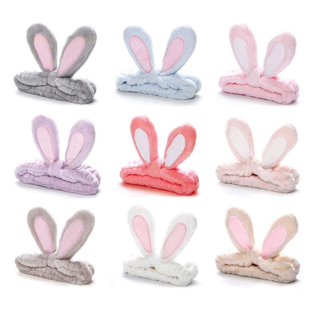 Clara Tracy KV2C Blue Rabbit Ears Face Wash Strap - Acrylic Headband for Skincare, Makeup & Spa - Perfect for Washing Face, Applying Makeup & Relaxing at Home