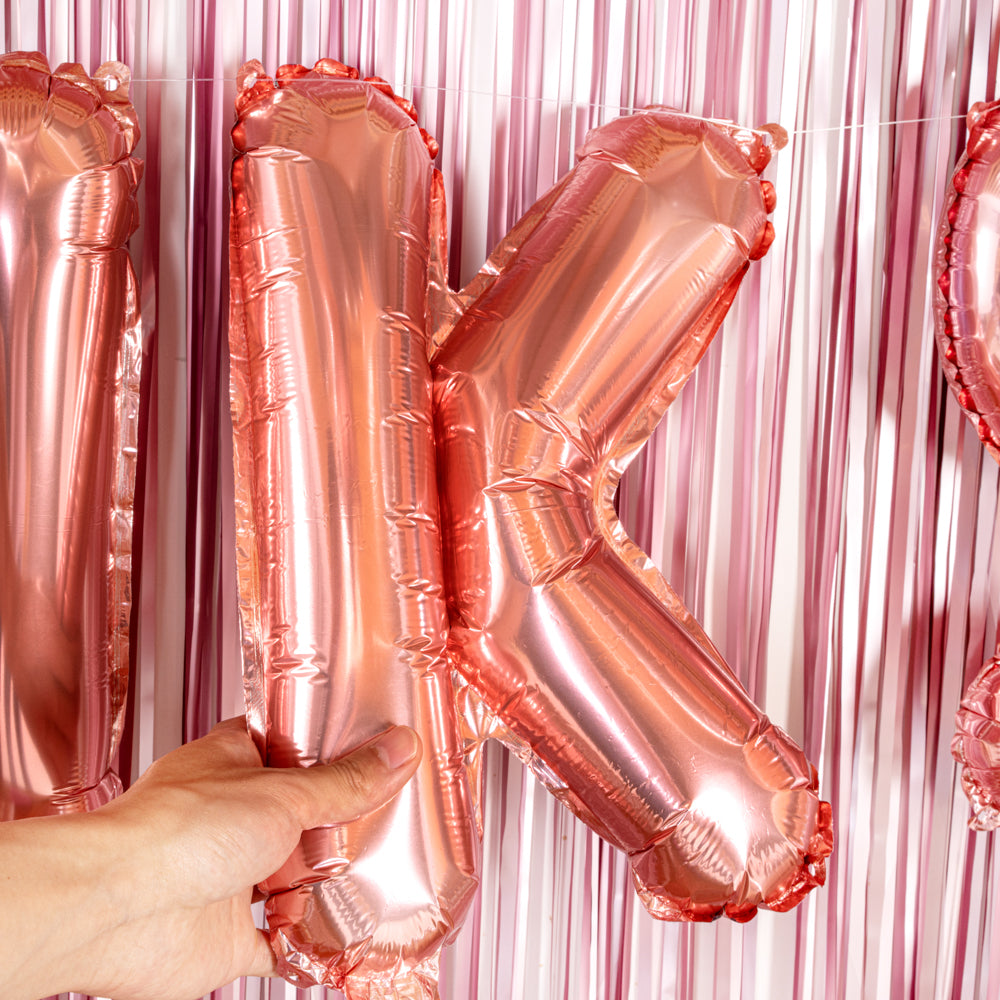 Balloonify Rose Gold Mylar Letter K Balloon - 16 Inch Large Foil Alphabet Balloon for Birthday Party Decorations, Wedding, Anniversary & Baby Shower Decor