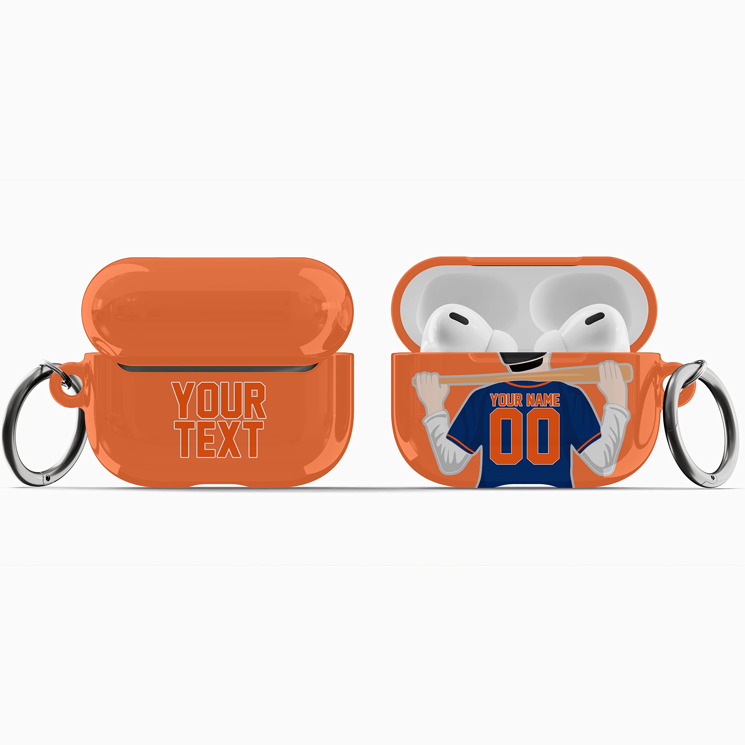 Custom Personalized Baseball Jersey Case for Apple AirPods - Engraved Name & Number Design - Compatible with AirPods 1/2/3 & Pro - Perfect Gift for Baseball Fans - Great for Games, Travel & Everyday Use
