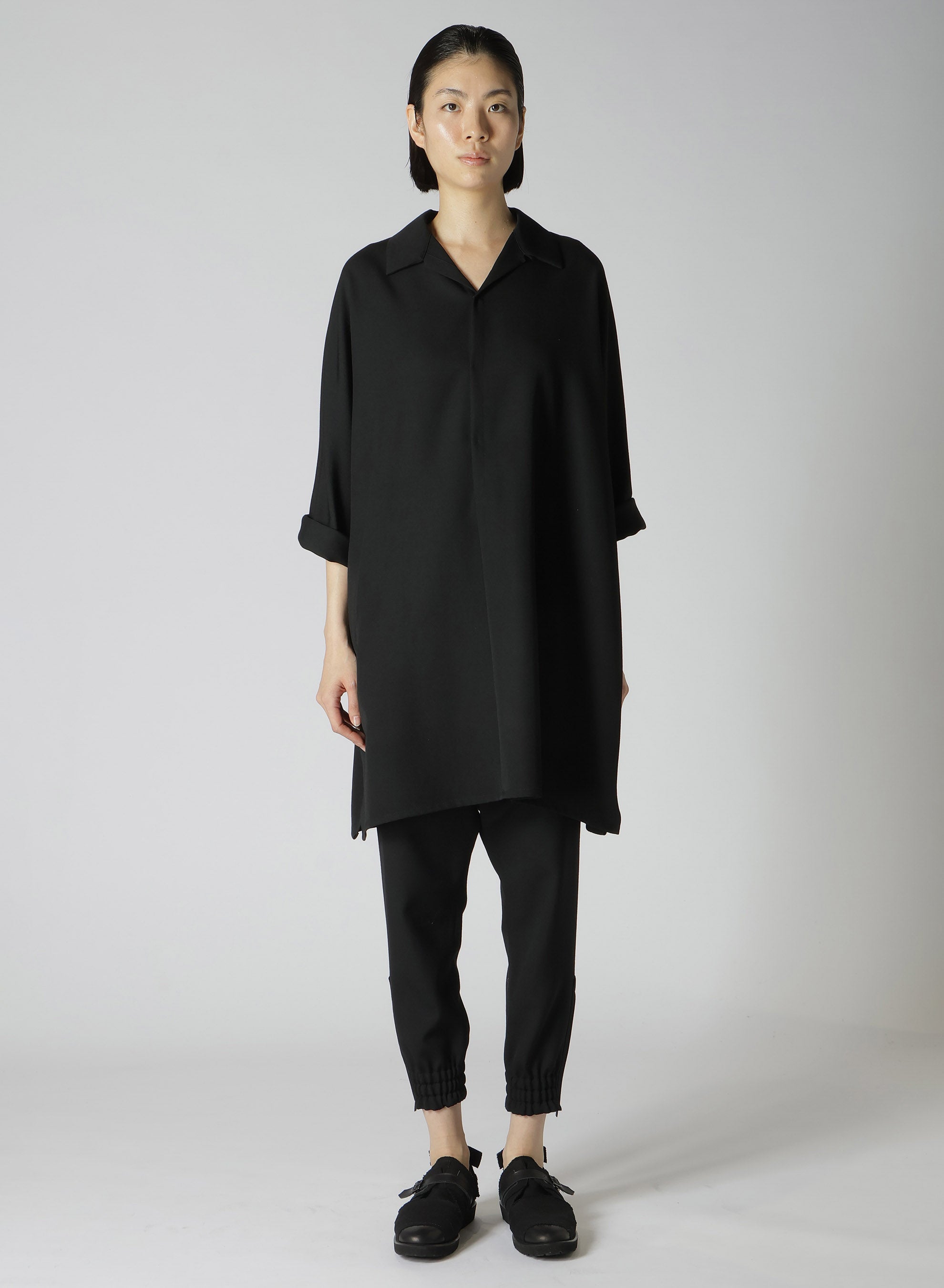 2/60 Wool Gabardine Open Collar Dolman Sleeve Dress for Women | Elegant Office & Party Wear | Comfortable & Stylish Outfit