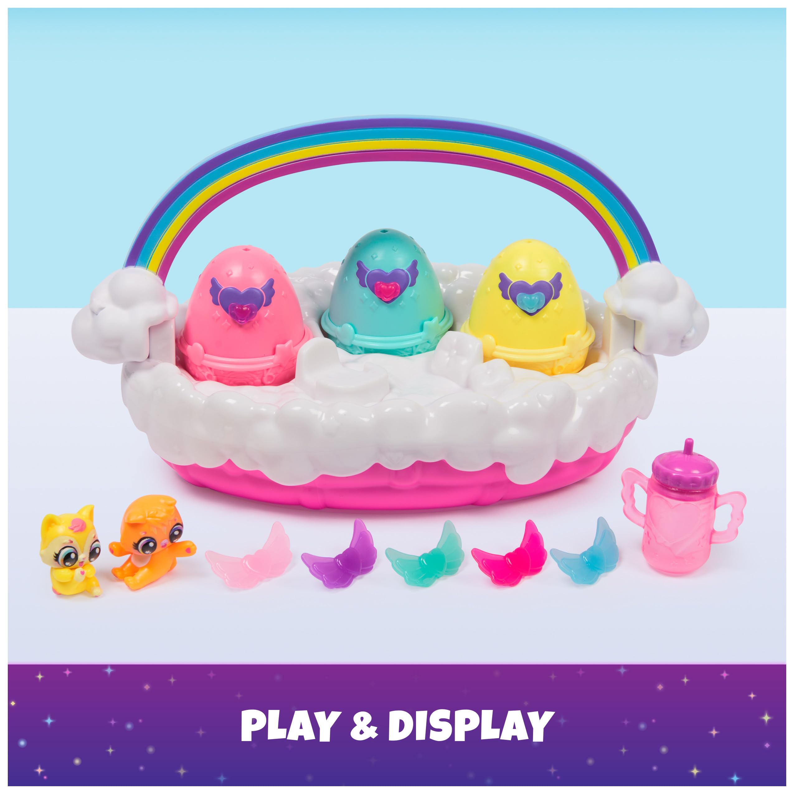 Hatchimals Alive Neon Rainbow Spring Basket Toy - 3 Self-Hatching Easter Eggs, Interactive Kids Toy for Girls & Boys Ages 3+ | Fun Birthday Gift & Easter Basket Stuffers for Toddlers | Perfect for Easter Celebrations, Playtime & Surprise Egg Hunts
