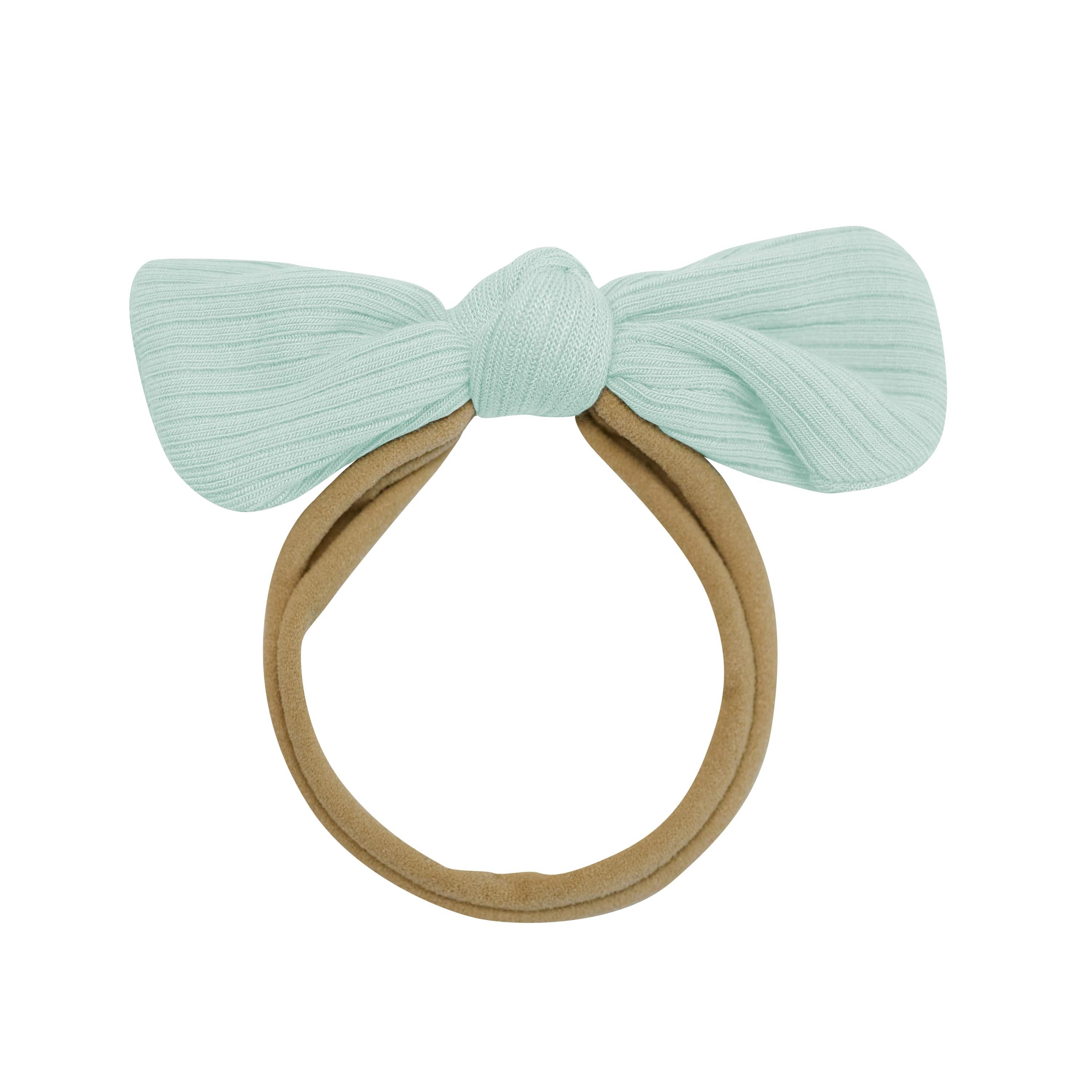 Sage Green Ribbed Nylon Hair Bow for Women & Girls - Perfect for Weddings, Parties & Everyday Fashion Accessories