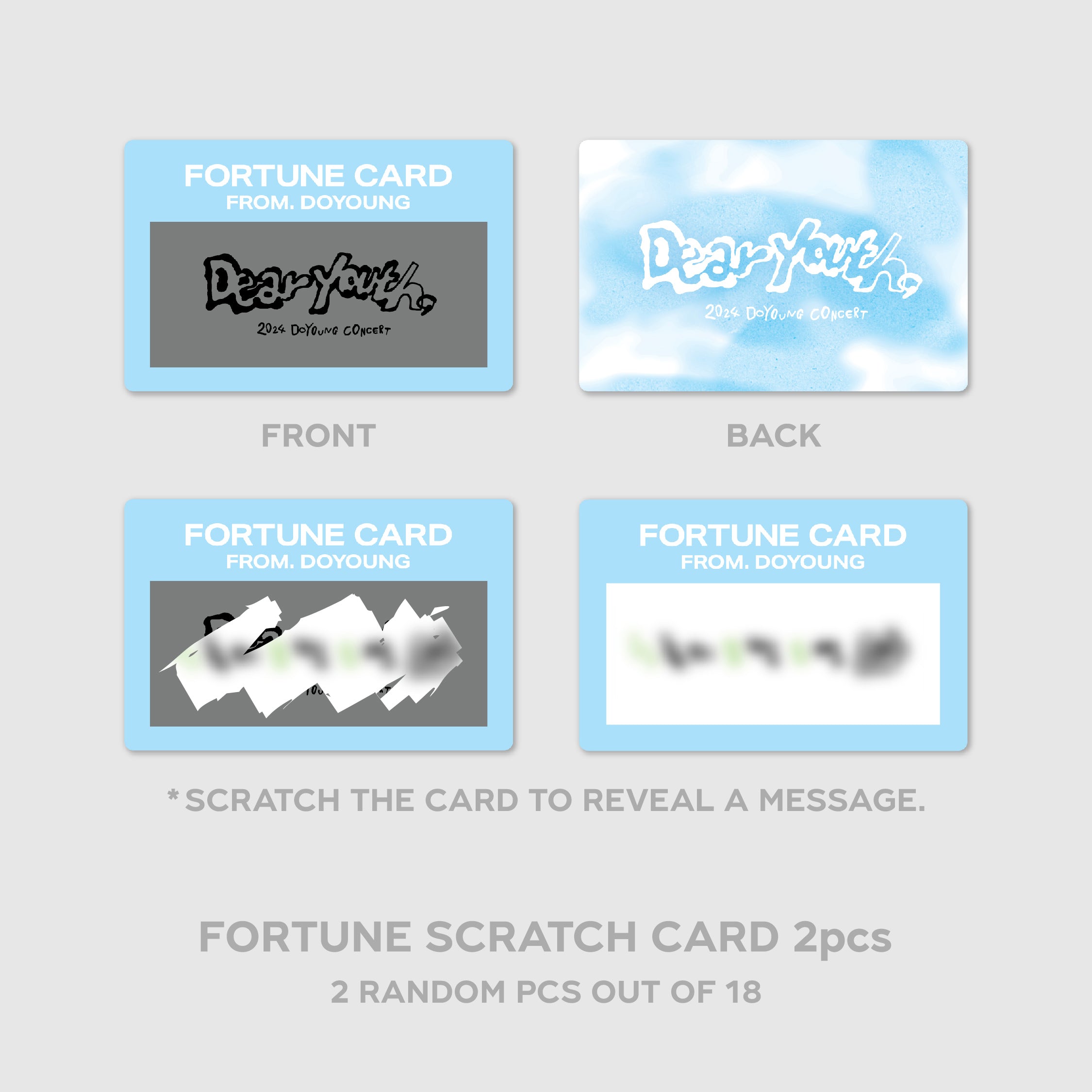 2024 DOYOUNG CONCERT [Dear Youth] FORTUNE SCRATCH CARD SET - Exclusive K-pop Merchandise for Fans & Collectors | Perfect for Concerts, Fan Meetings & Special Events