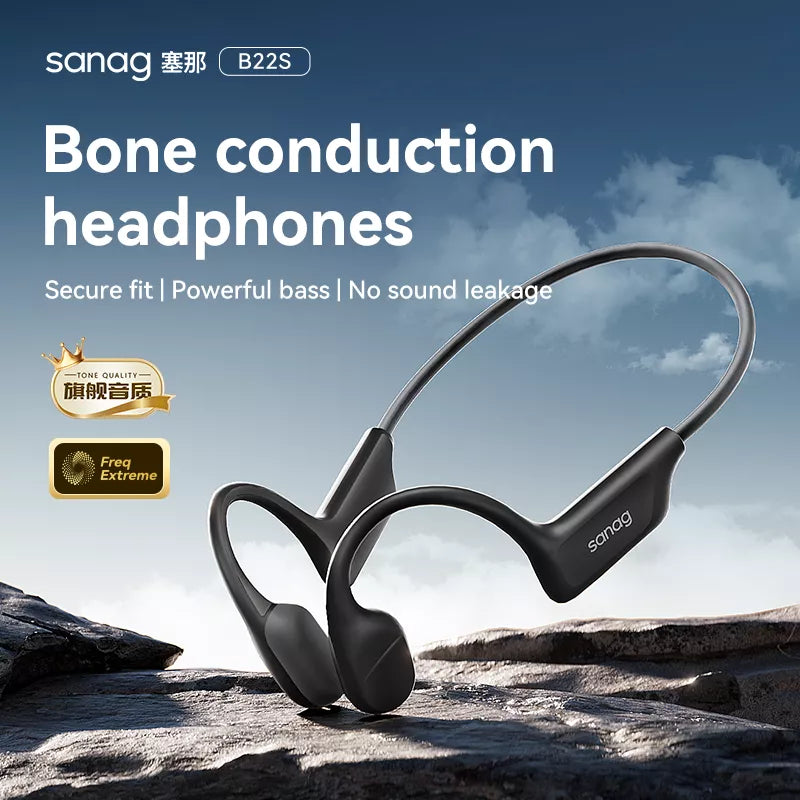 Sanag B22S Pro Open Ear Wireless Bluetooth Bone Conduction Headphones - Sweatproof for Running, Cycling & Outdoor Sports