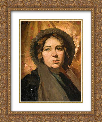 20x24 Gold Ornate Frame with Double Matted Museum Art Print by William Orpen - Vintage Bonnet Portrait Painting for Living Room, Bedroom & Office Wall Decor