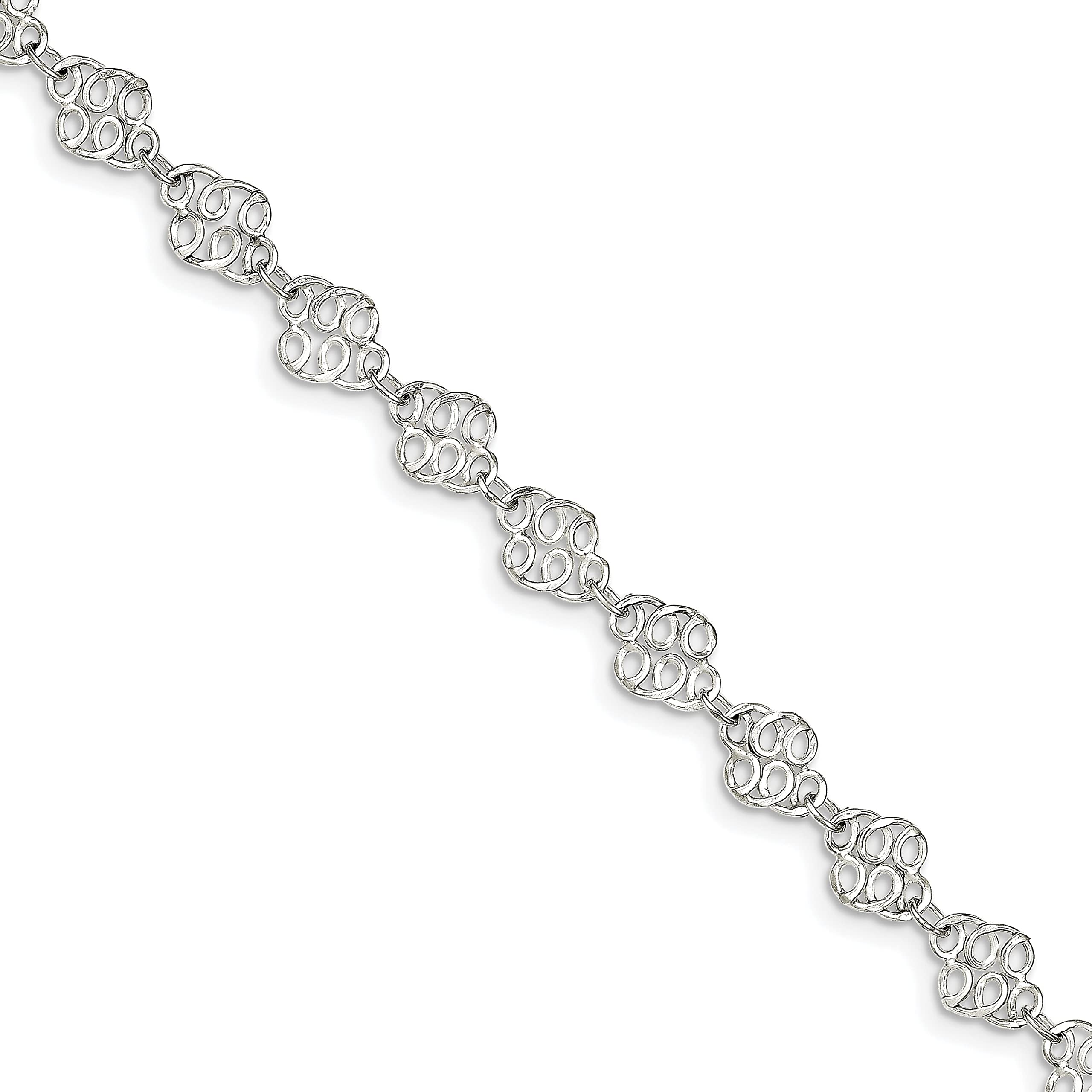 FindingKing Sterling Silver Fancy Link Anklet Chain Jewelry 9