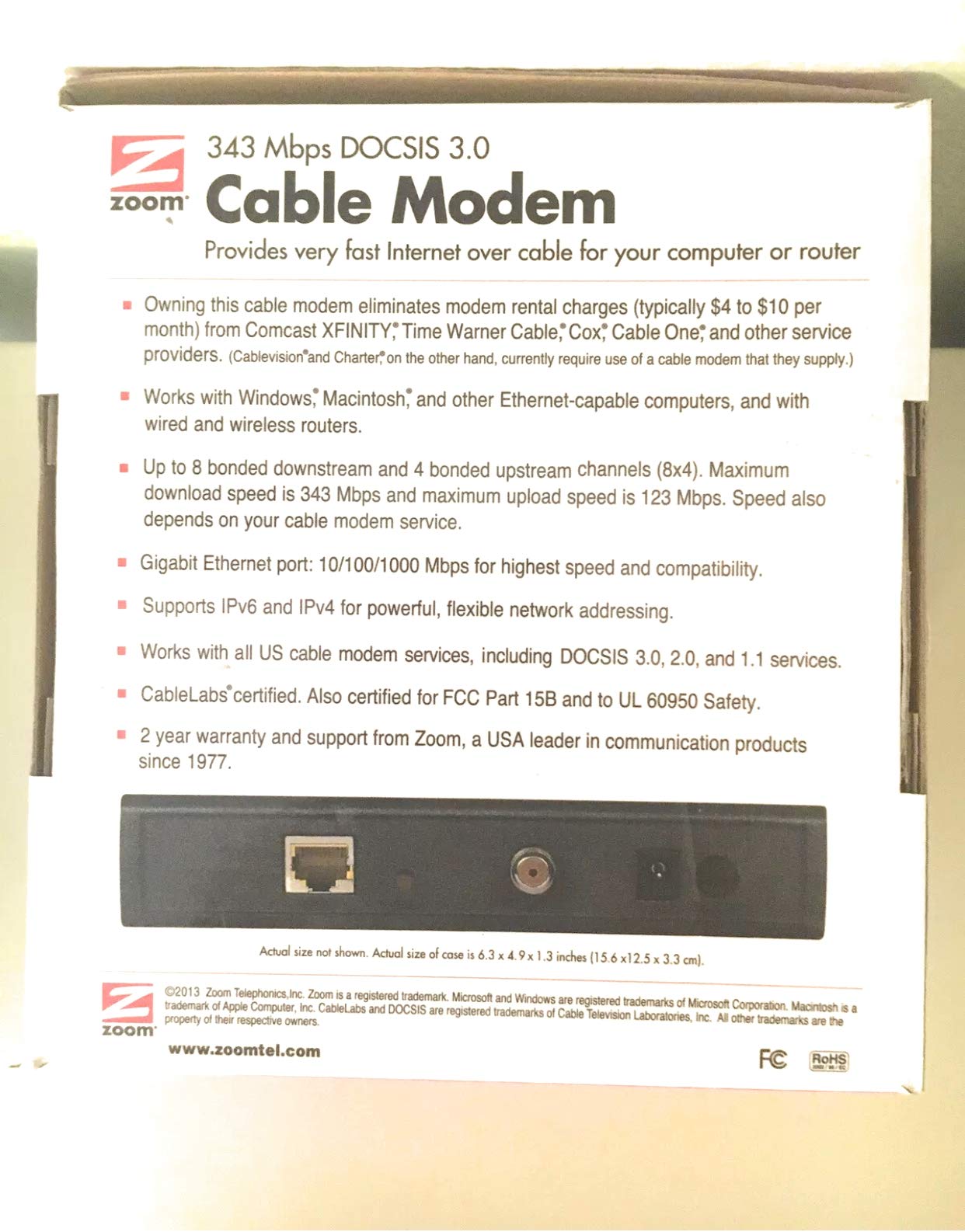 Zoom 5341 DOCSIS 3.0 High-Speed Cable Modem - Portable & Compatible with Major ISPs - Perfect for Home Office & Online Gaming