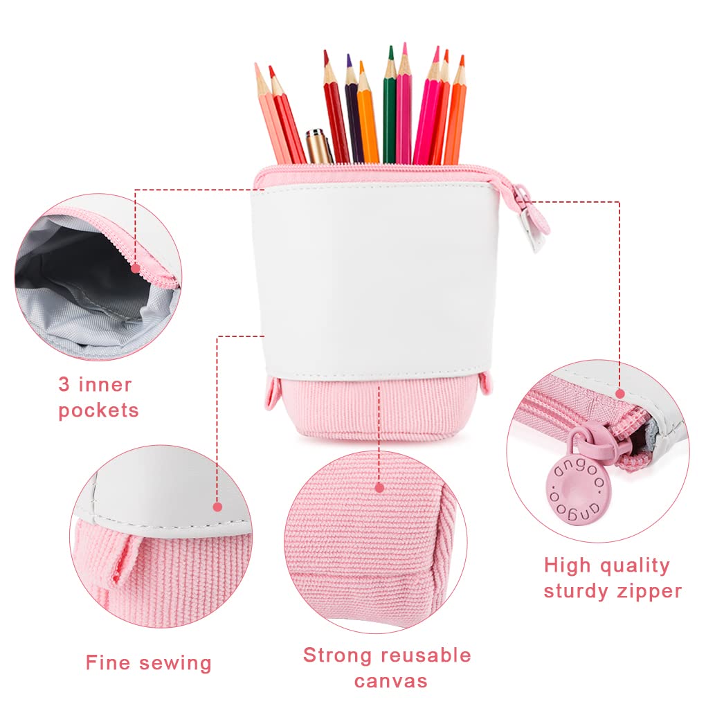 Oyachic Stand Up Pencil Case - Transformable Telescopic Pen Holder & Cosmetic Organizer Bag for Women | Perfect for Office, School, Makeup Storage & Travel Accessories