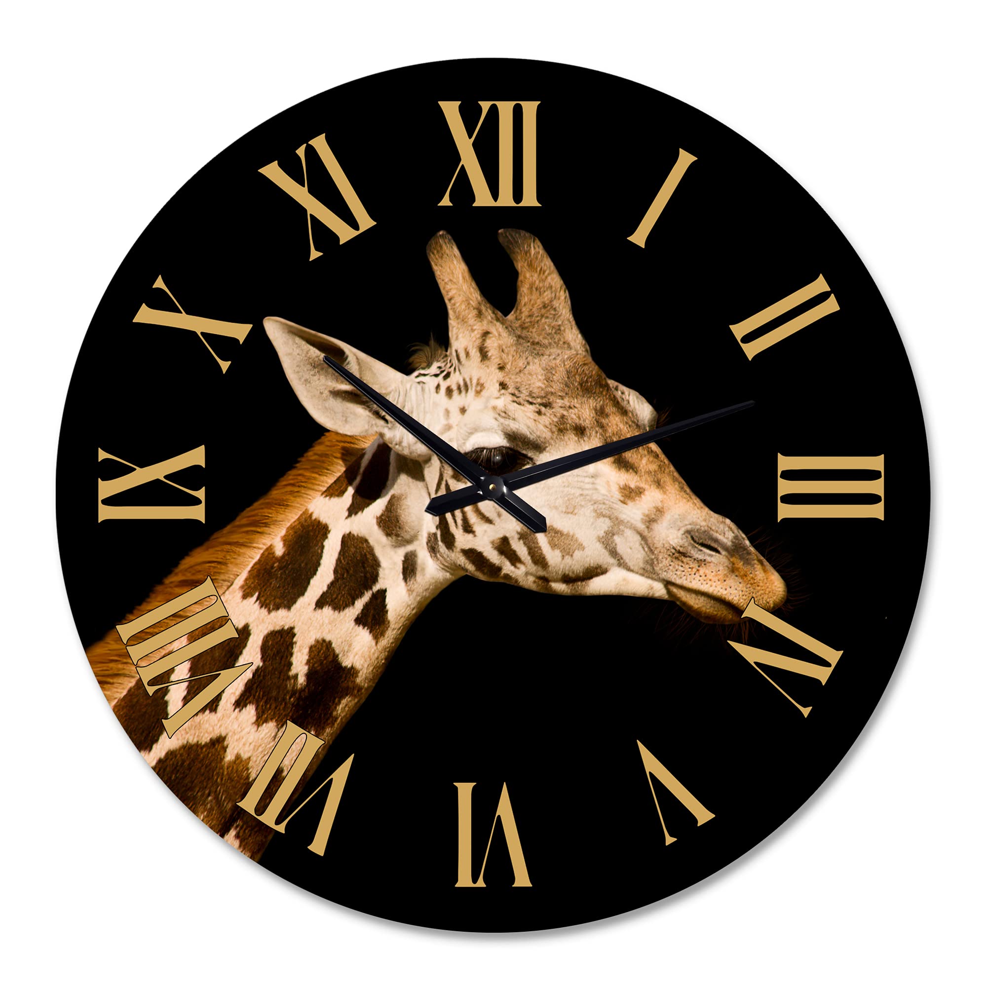 Farmhouse Wall Clock - Large Giraffe Portrait Wall Decor for Kitchen, Living Room & Office | Rustic Animal Themed Clock for Home Decoration