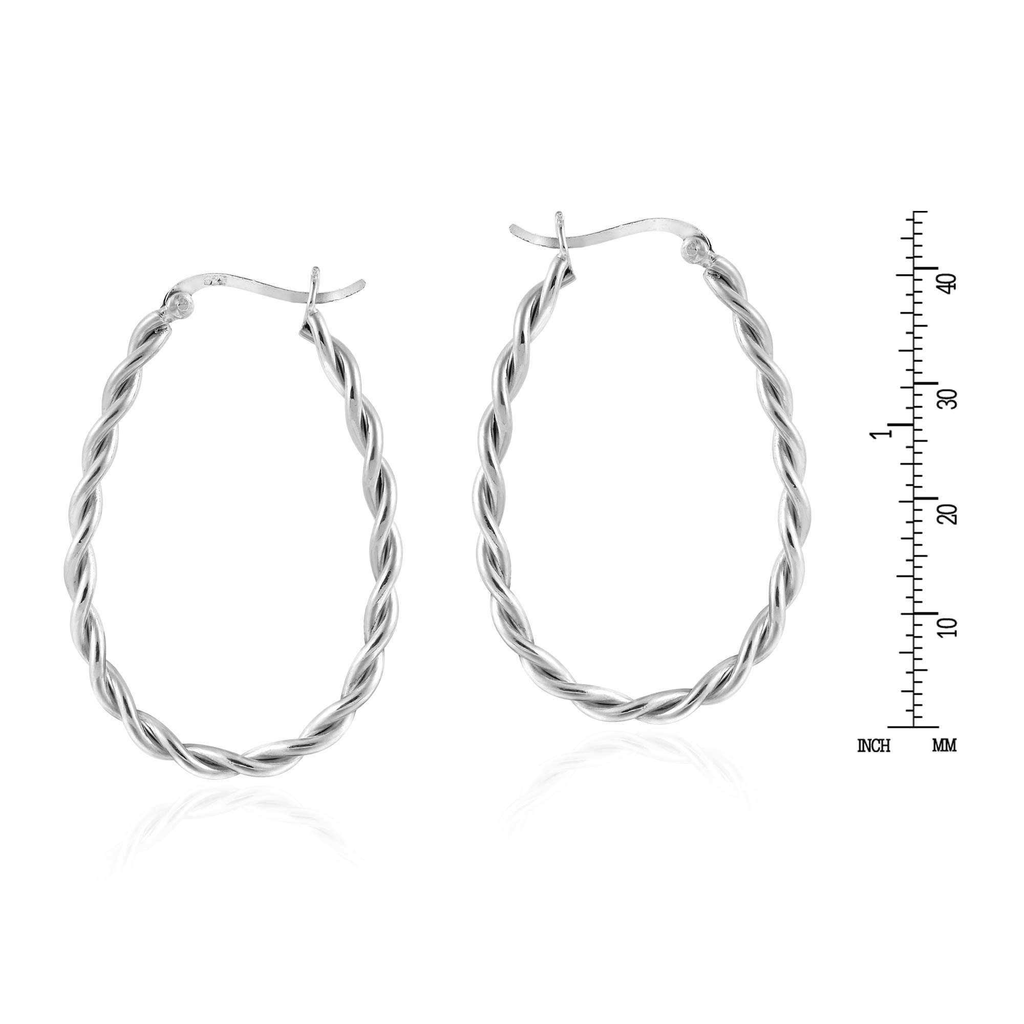 AeraVida Dynamic Twisted Oval Hoop Earrings for Women - .925 Sterling Silver V-Lock Design | Trendy Elegant Hoop Earrings Set | Perfect Gift for Mother's Day, Birthday & Special Occasions | Everyday Wear, Office & Party Jewelry