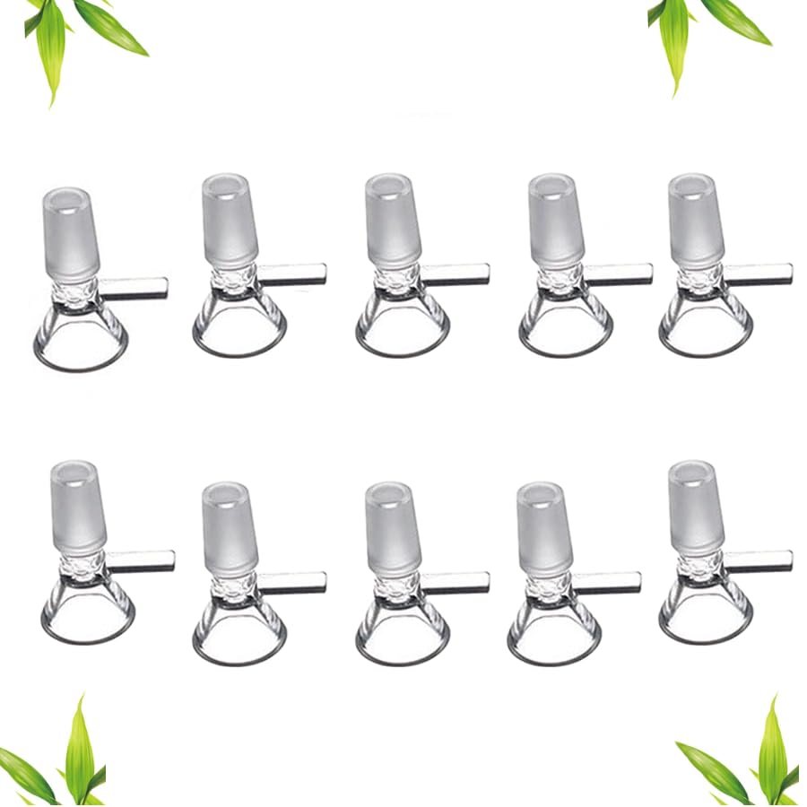 10 Pcs Mini Glass Bowls with 14mm Small Glass Funnel with Handle - Premium Kitchen Funnels for Filling Bottles, Spices, Oils & DIY Crafts | Perfect for Home Baking, Cocktail Making & Essential Oil Blending
