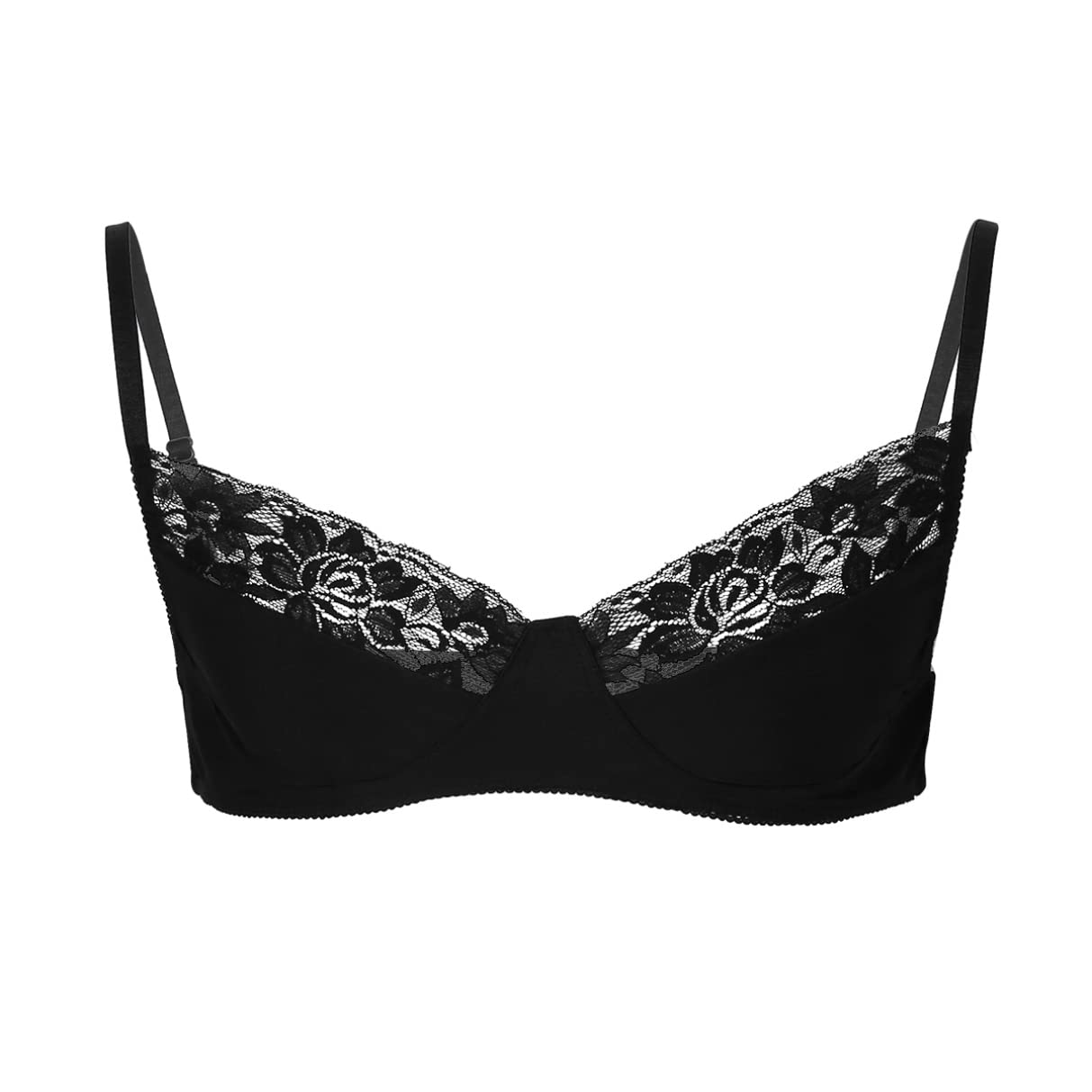 Sywiyi Men's Lace Bralette with Adjustable Straps - Comfortable Unlined Shelf Bra Top for Crossdressing, Cosplay & Sensual Wear