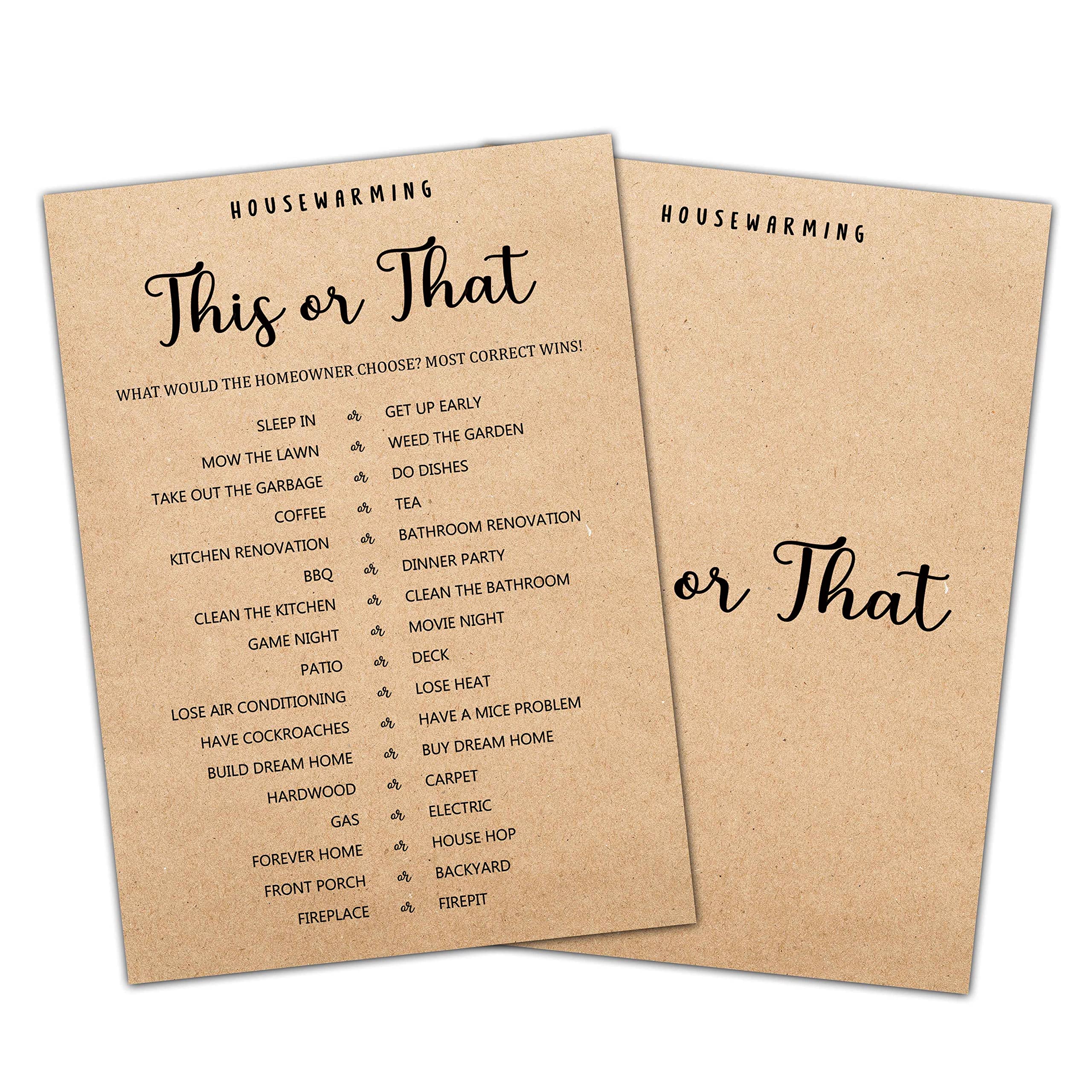 Fun Housewarming Party Games Set - 30 This or That Question Cards for New Home, Apartment & House Warming Parties - Perfect for Icebreakers & Entertainment - Great Gift Idea for New Homeowners & Housewarming Decorations