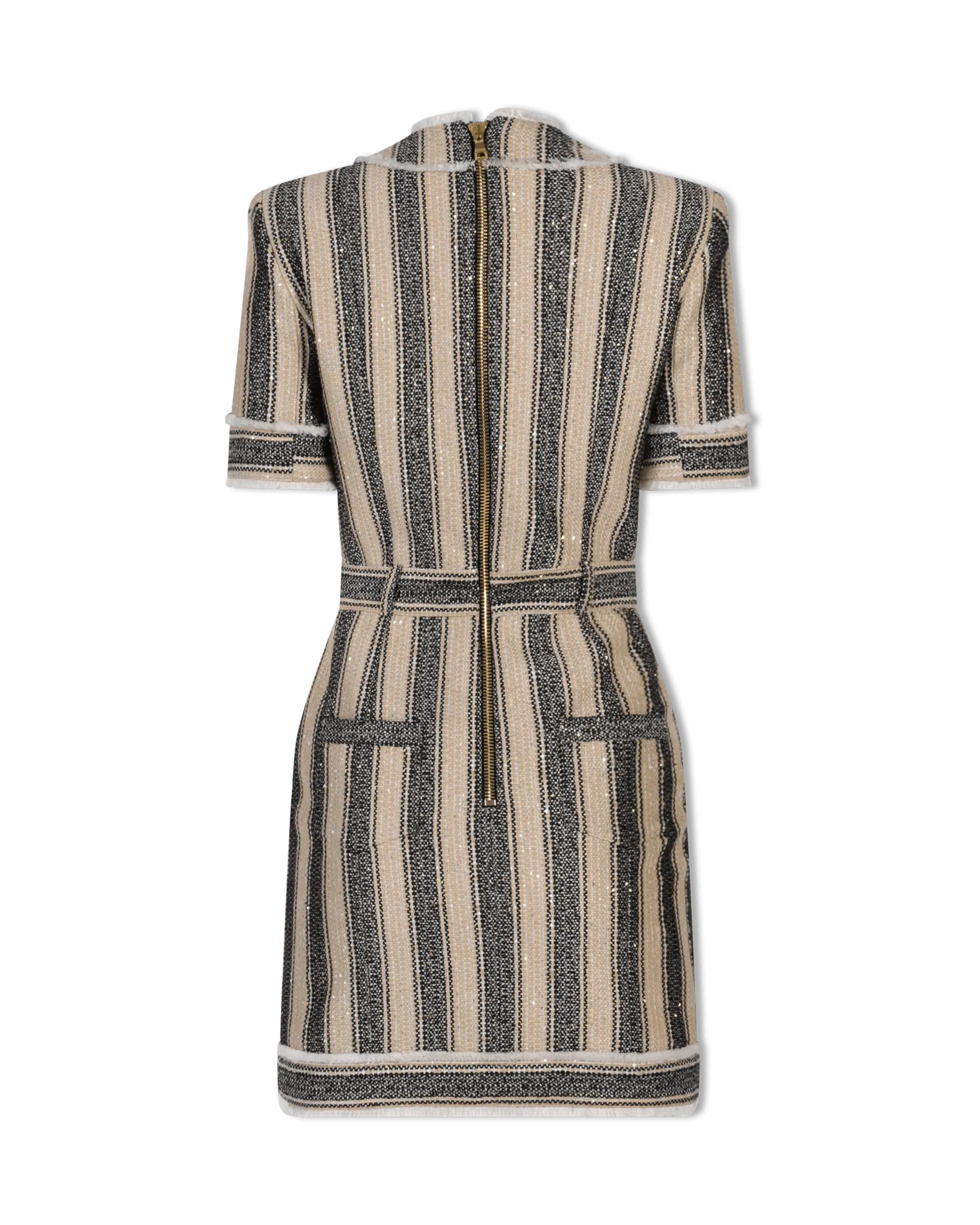 Metallic Striped Piqué Short Sleeve Dress for Women - Stylish & Comfortable Summer Party Outfit