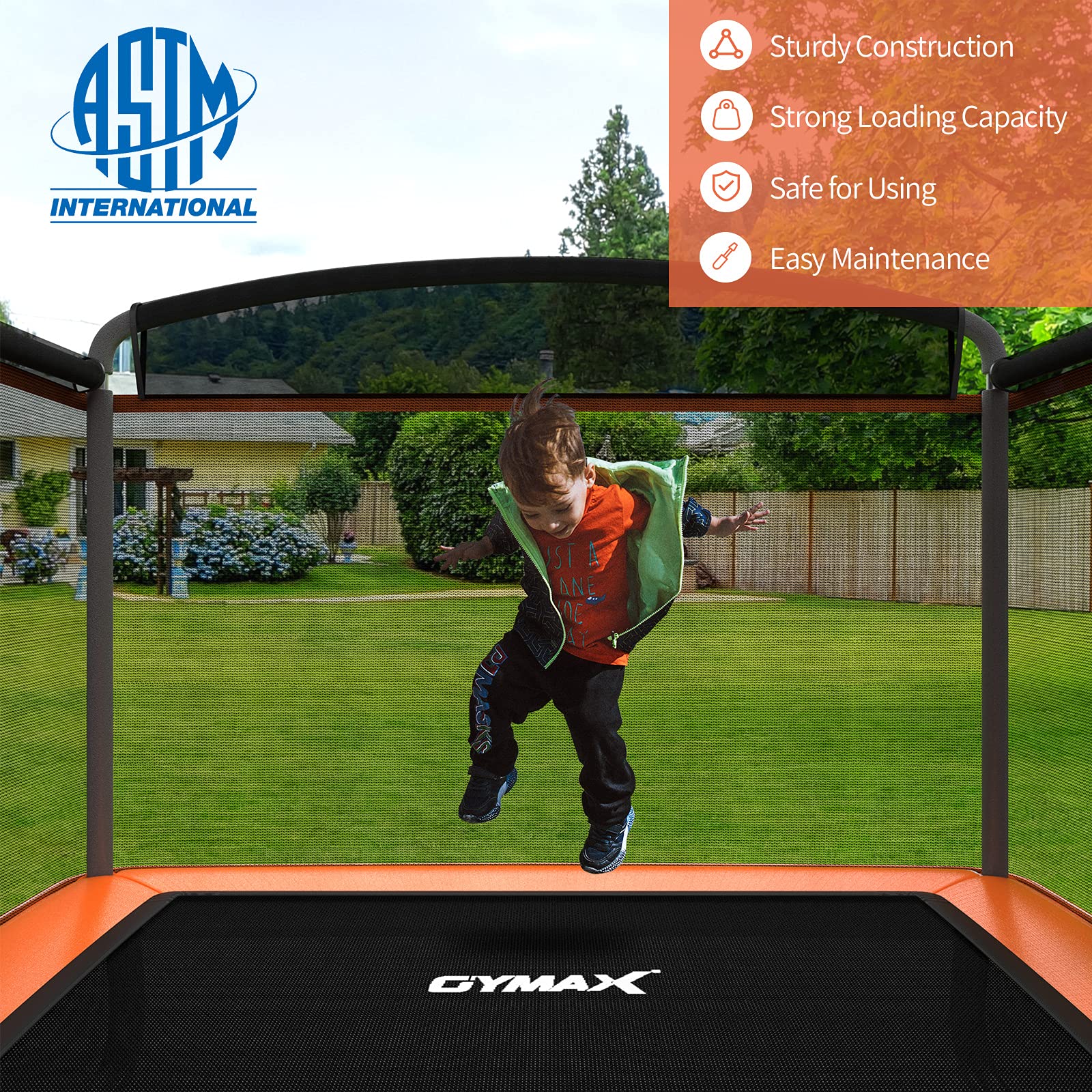 GYMAX 6FT Kids Trampoline with Swing & Safety Enclosure Net - ASTM Approved Rectangle Toddler Trampoline for Indoor/Outdoor Use - Perfect Birthday Gift for Boys & Girls - Backyard Fun, Playroom Activity, Preschool Exercise Equipment