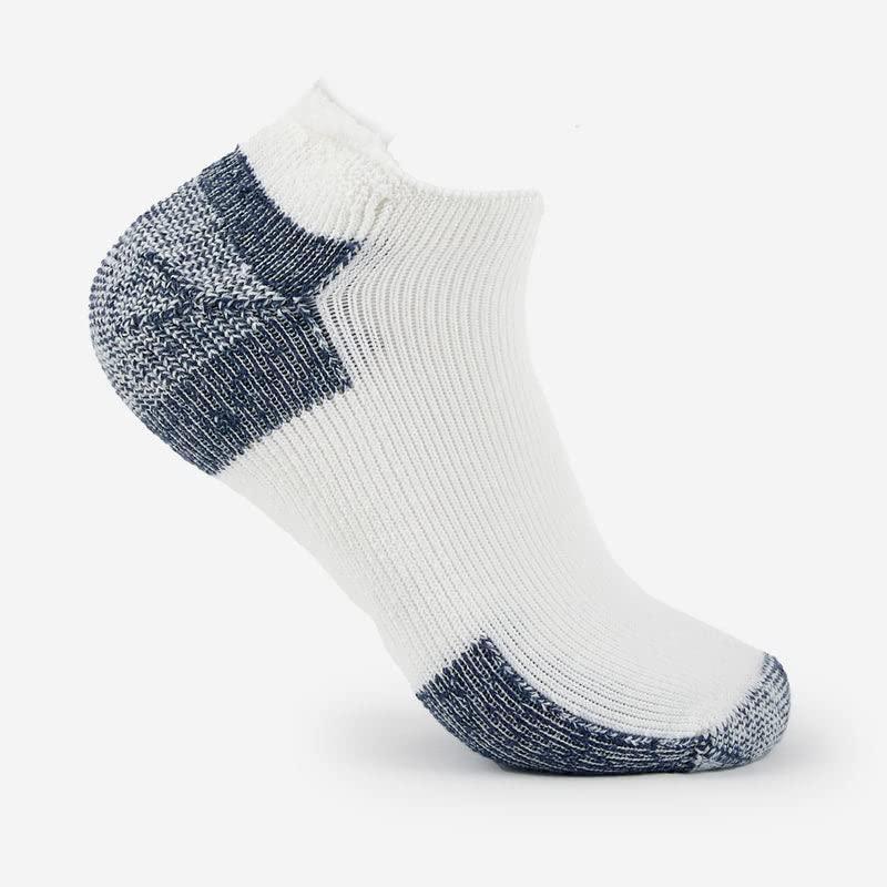 Thorlos Unisex Adult Max Cushion J Rolltop Running Socks - 6 Pairs (White/Navy, Large) - Breathable & Cushioned for Marathon, Jogging & Athletic Performance