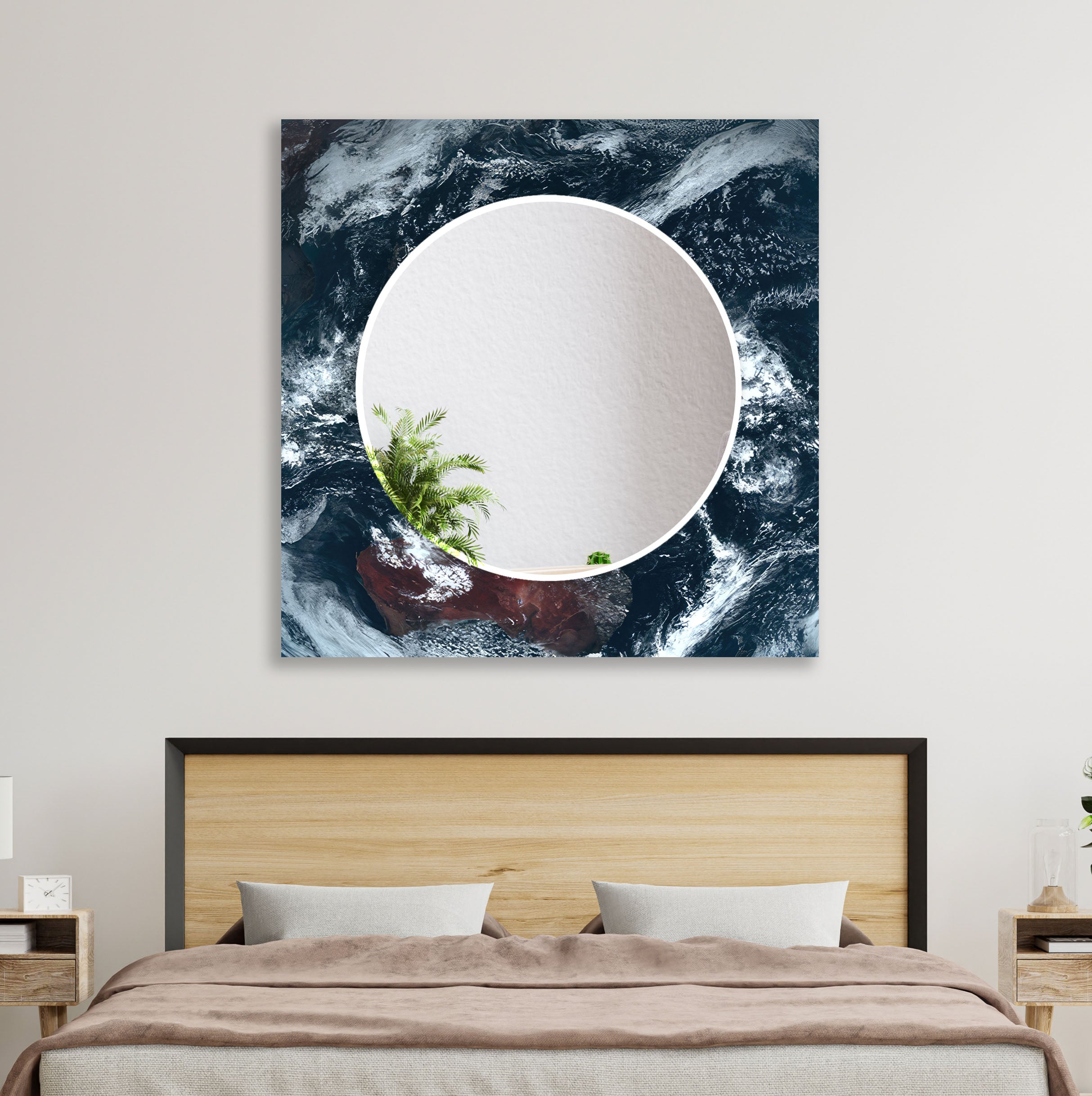 Stylish Black and White Wall Mirror - Modern Home Decor for Living Room, Bedroom, or Bathroom - Perfect for Selfies, Vanity, and Interior Design