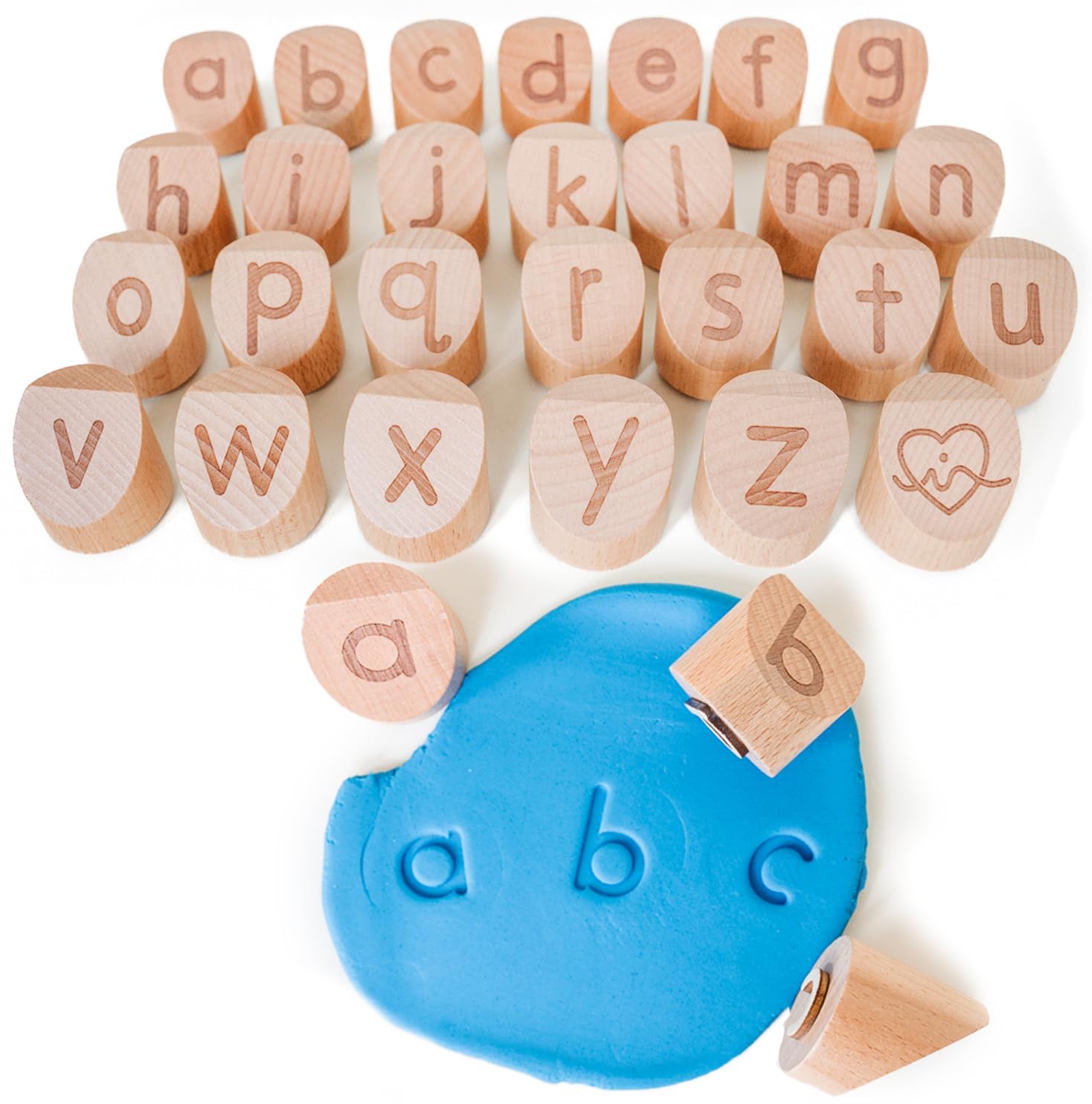 Alphabet Playdough Stamps for Kids - Lowercase Letter Stamp Set - ABC Learning Toys for Toddlers - Clay Dough Stampers for Early Childhood Education & Sensory Play
