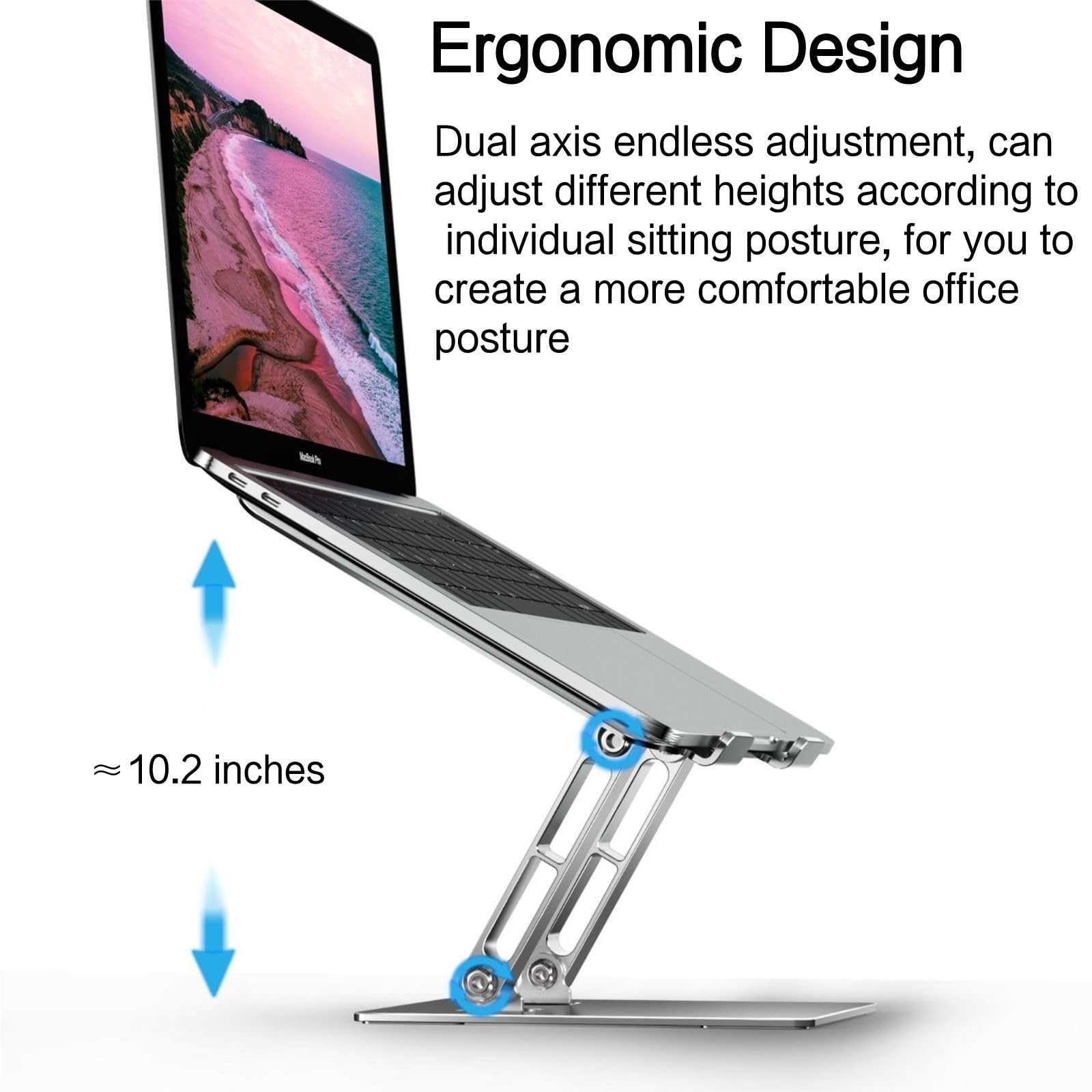 Ergonomic Adjustable Laptop Stand for Desk - Foldable & 360° Rotating Computer Stand Holder for MacBook Air Pro, 10-17.3 Inch Laptops | Perfect for Home Office, Gaming & Workspace Setup