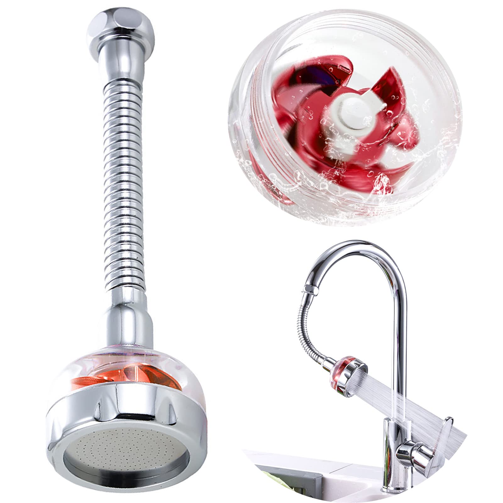Ginbow 360° Swivel Kitchen Faucet Extender - Flexible Faucet Sprayer Attachment with Aerator for Easy Dish Washing & Sink Cleaning (Model S-0002) | Perfect for Small Sinks, RVs, and Apartments