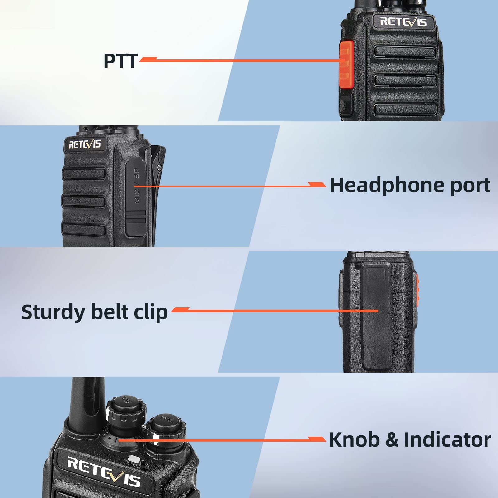 Retevis H-777S Long Range Walkie Talkies for Adults - 10 Pack Two Way Radios with Earpiece & Mic, USB Rechargeable, FRS Handheld Radios for School Security, Church Events, Construction Sites and Outdoor Adventures