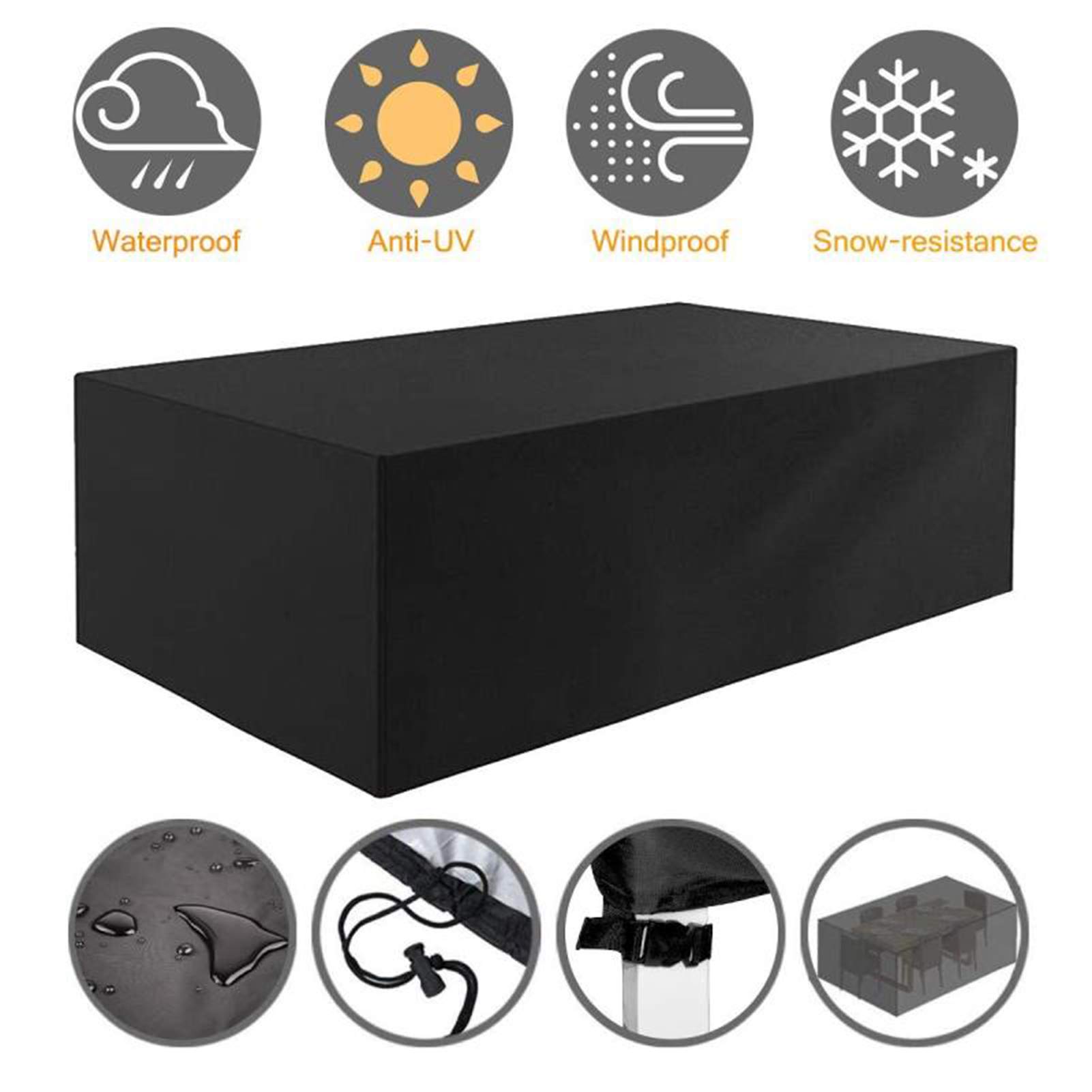 Heavy Duty 87x87x33 Inch Rectangular Waterproof 420D Outdoor Patio Table Cover - Durable Protection for Dining Tables & Chairs - Perfect for Backyard, Garden, and Deck Furniture Protection