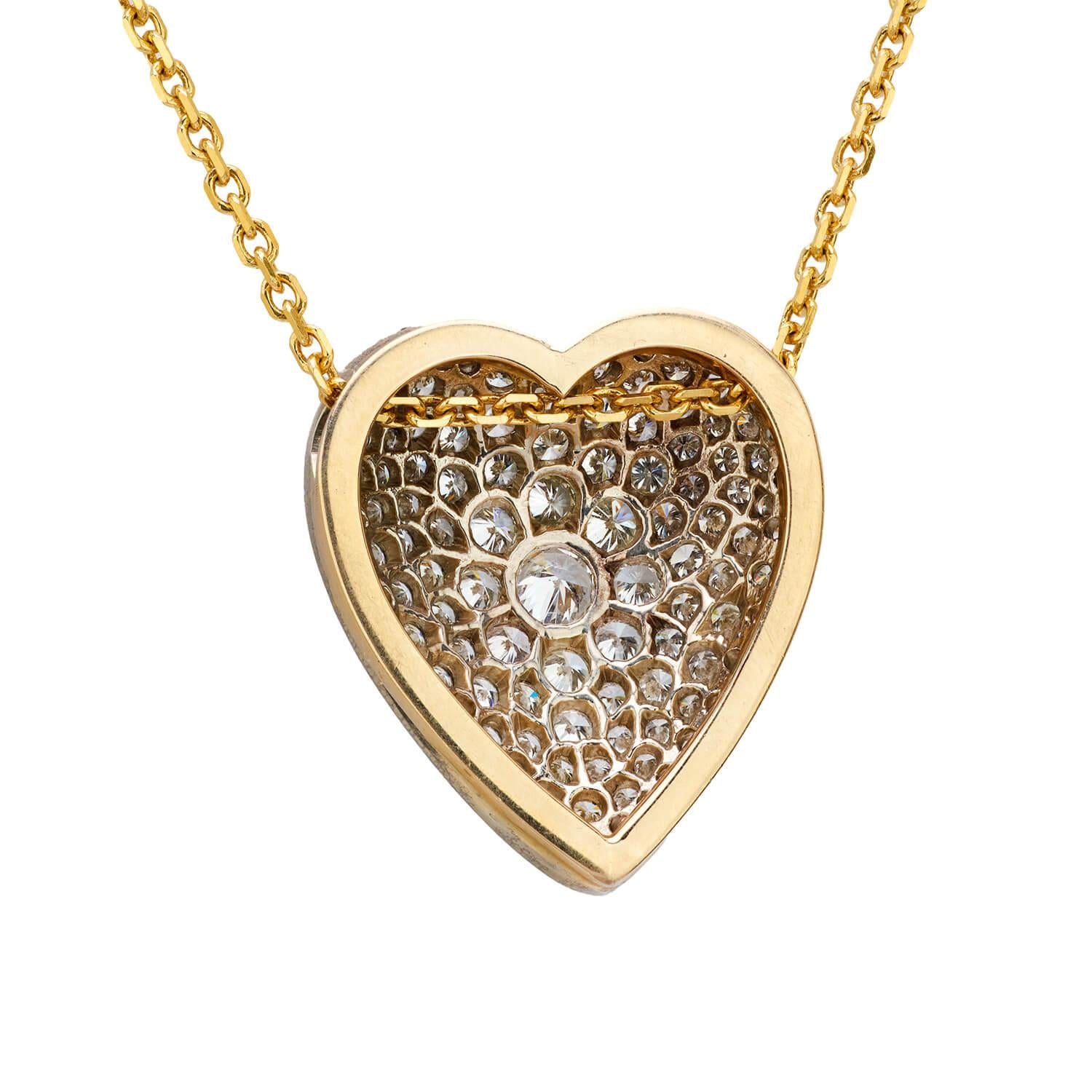 18K Gold 2.50ctw Diamond Heart Pendant Necklace for Women - Elegant Valentine's Day Gift, Anniversary Jewelry & Romantic Occasions