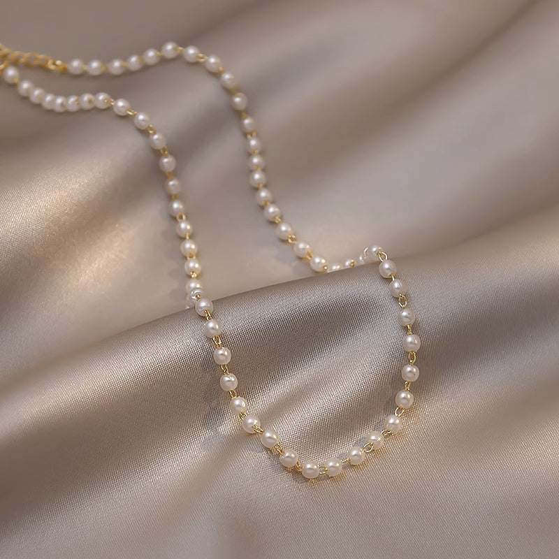 Elegant Petite Pearl Bead Choker Necklace for Women | Delicate Pearl Jewelry Gift for Her | Perfect for Weddings, Parties & Date Nights | HN1582