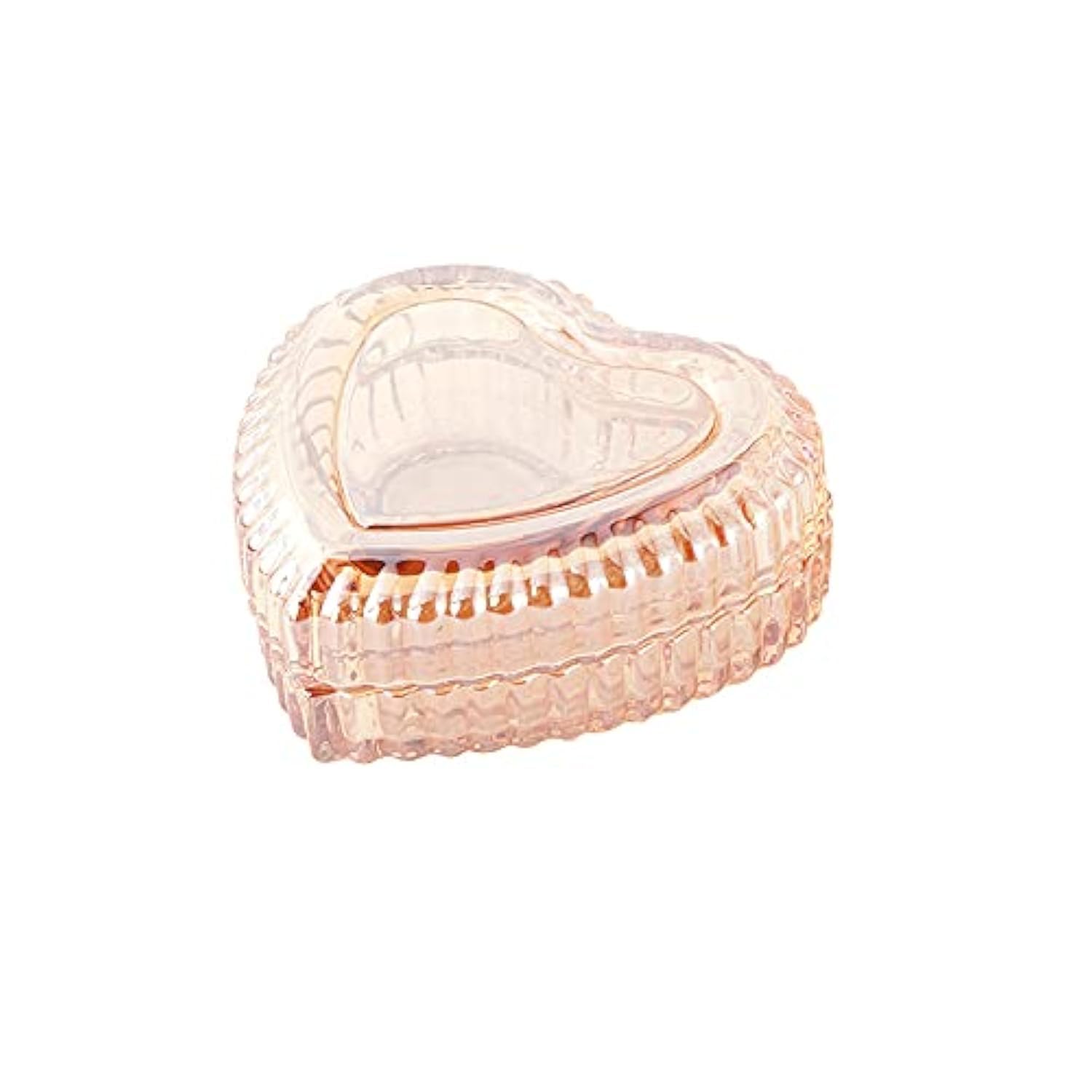 Heart-Shaped Crystal Glass Jewelry Box with Lid - Elegant Embossed Storage for Jewelry, Candy & Keepsakes - Perfect for Gifts, Wedding Favors & Home Decor