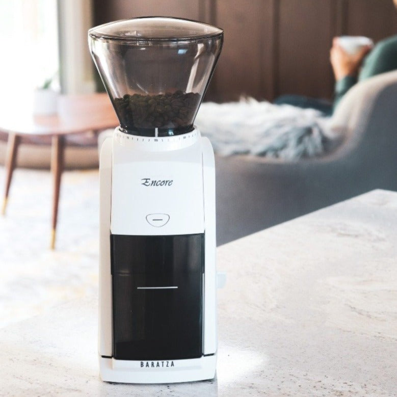 Premium Encore Coffee Grinder - White | Electric Burr Grinder for Espresso, French Press & Drip Coffee | Perfect for Home Baristas & Coffee Enthusiasts
