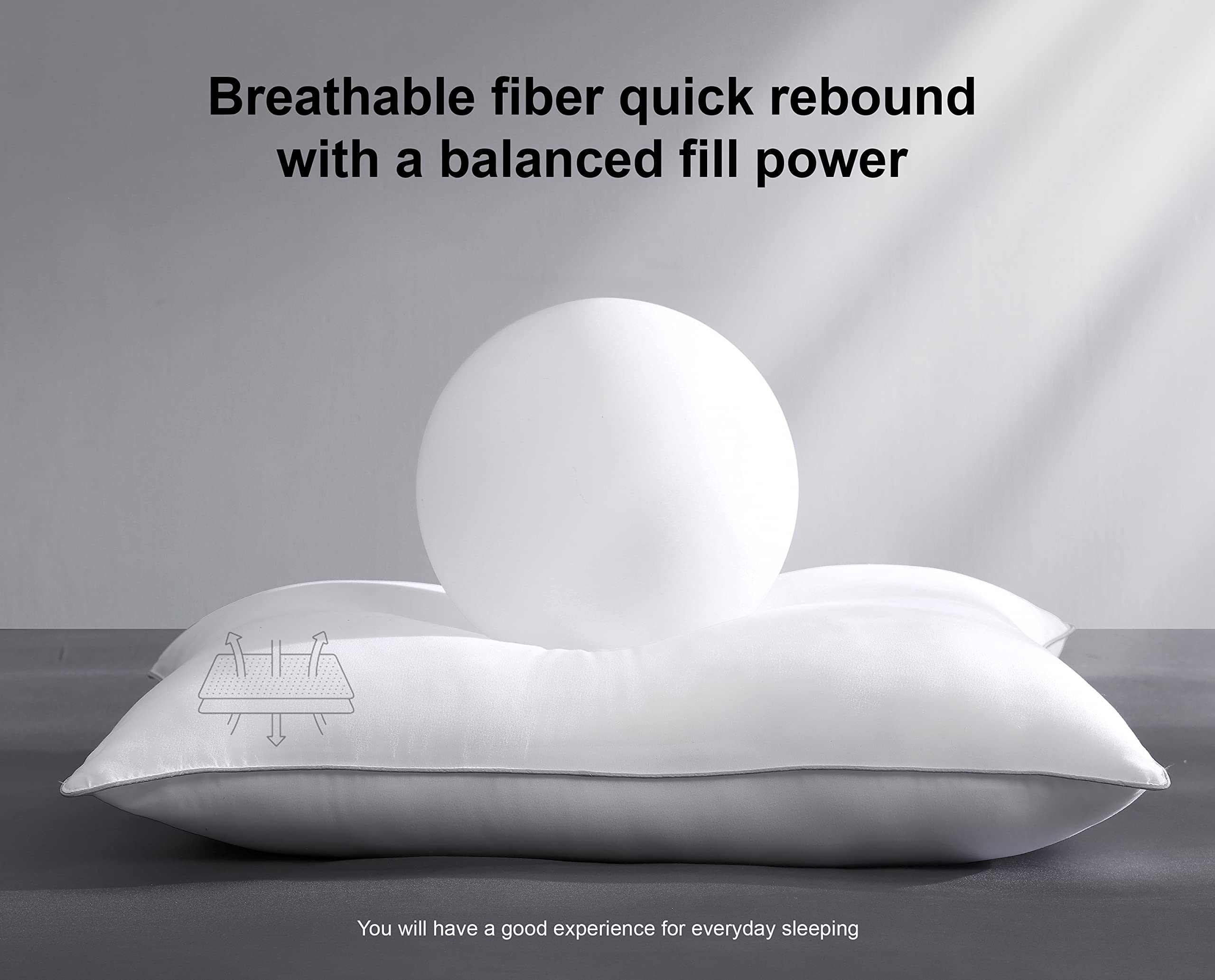 Luxury Firm Bed Pillows Set of 4 - Soft & Cozy for Side, Back Sleepers - Home & Hotel Use